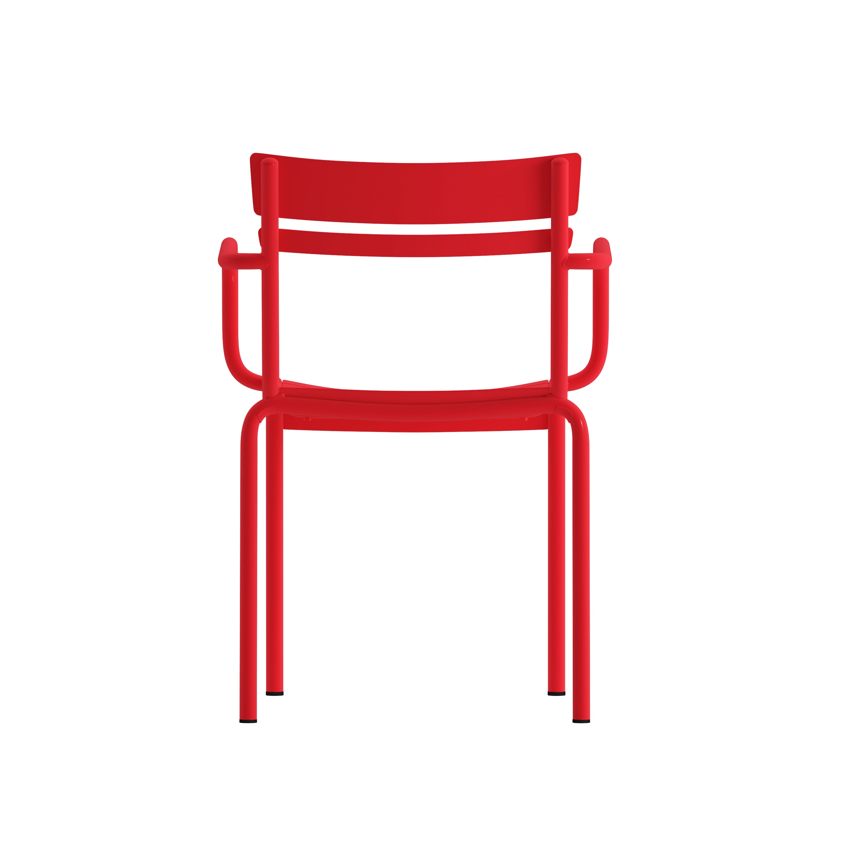 Nash Commercial Grade Red Steel Indoor-Outdoor Stackable Chair with 2 Slats and Arms