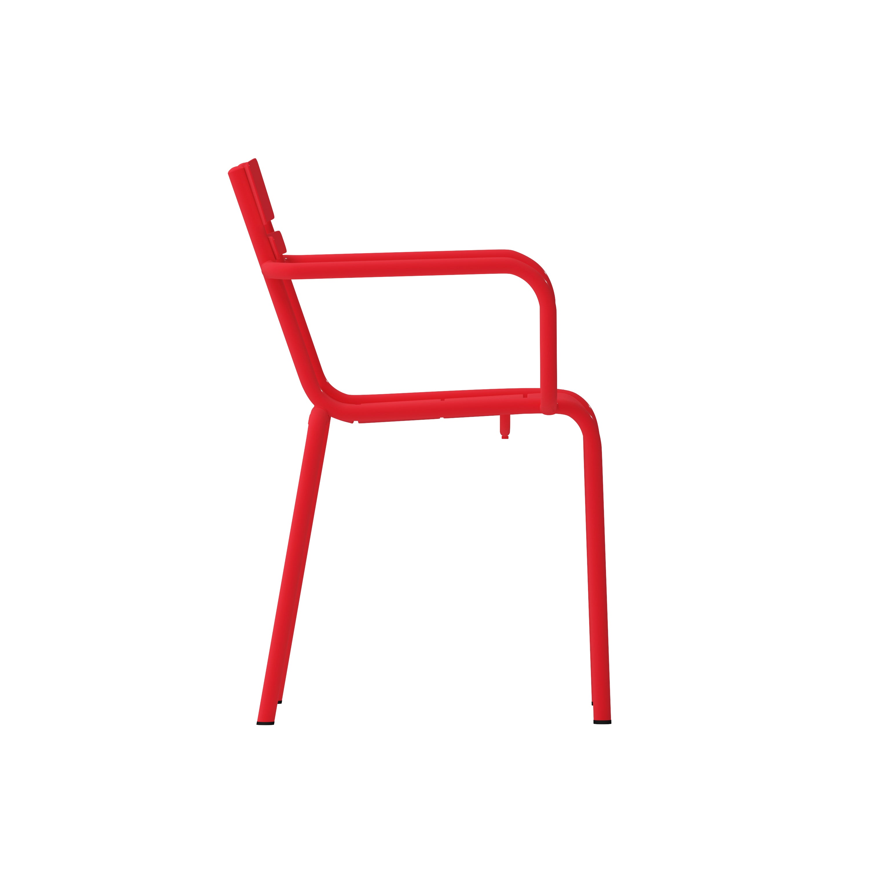Nash Commercial Grade Red Steel Indoor-Outdoor Stackable Chair with 2 Slats and Arms