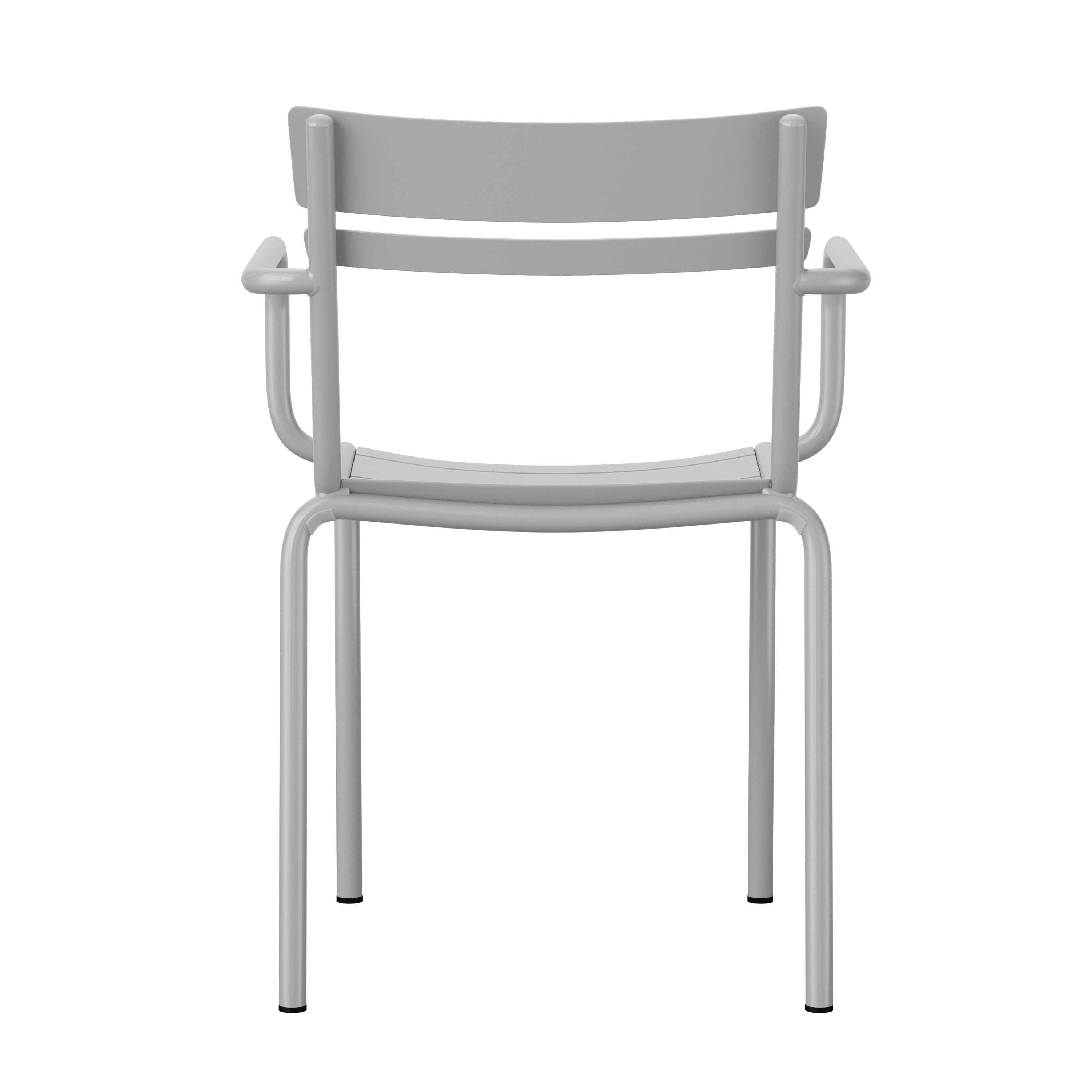 Nash Commercial Grade Silver Steel Indoor-Outdoor Stackable Chair with 2 Slats and Arms