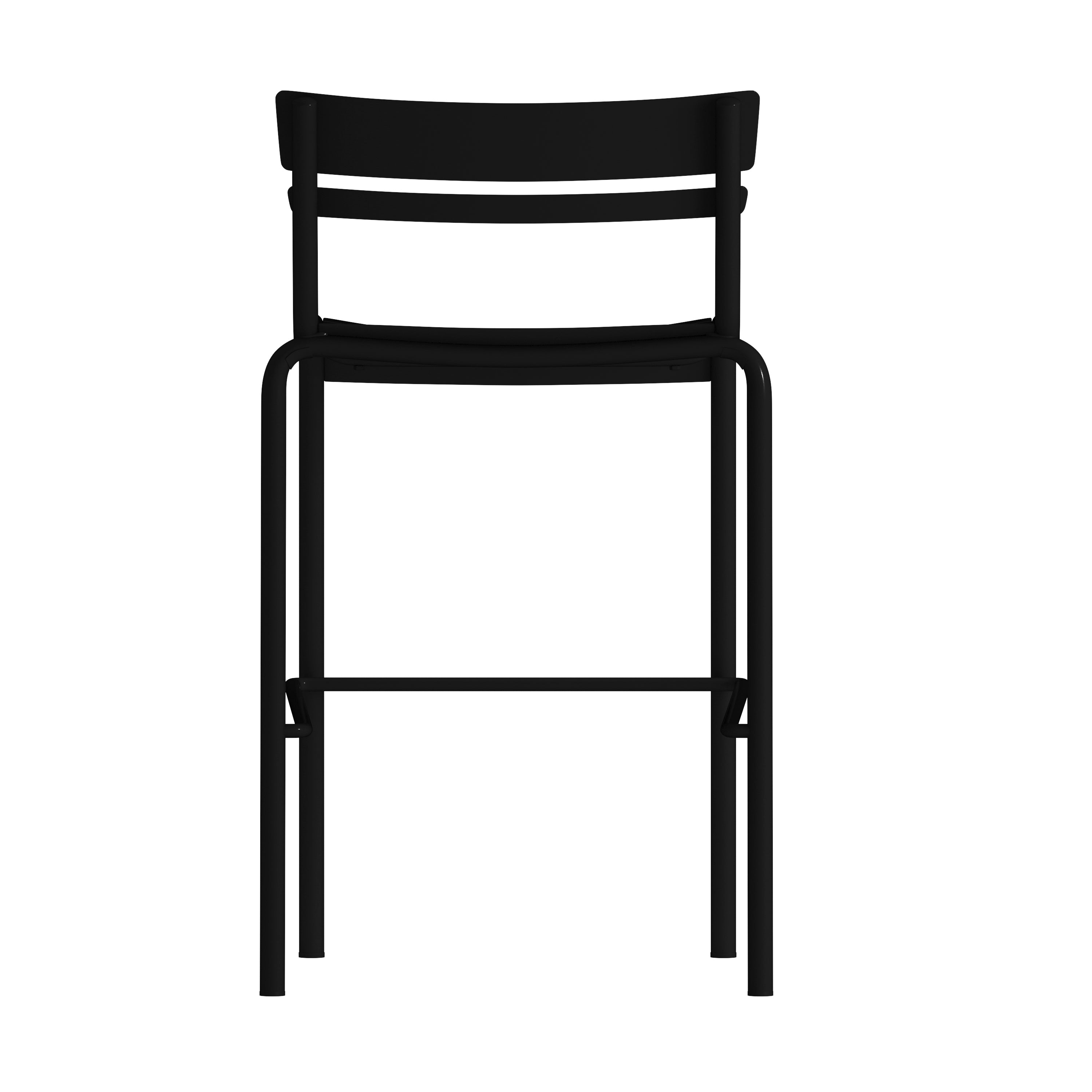 Nash Commercial Grade Black Metal Indoor-Outdoor Bar Height Stool with 2 Slats