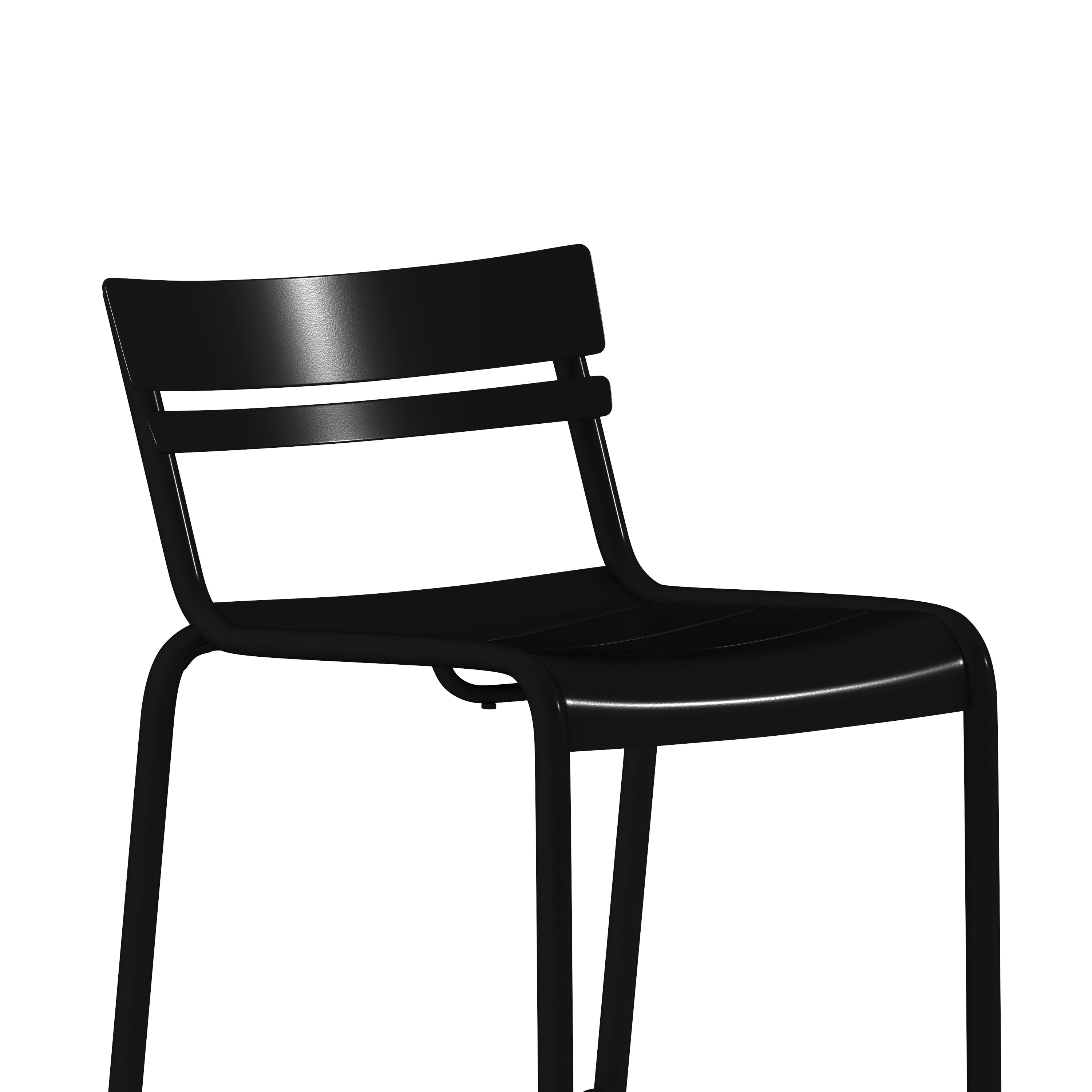 Nash Commercial Grade Black Metal Indoor-Outdoor Bar Height Stool with 2 Slats
