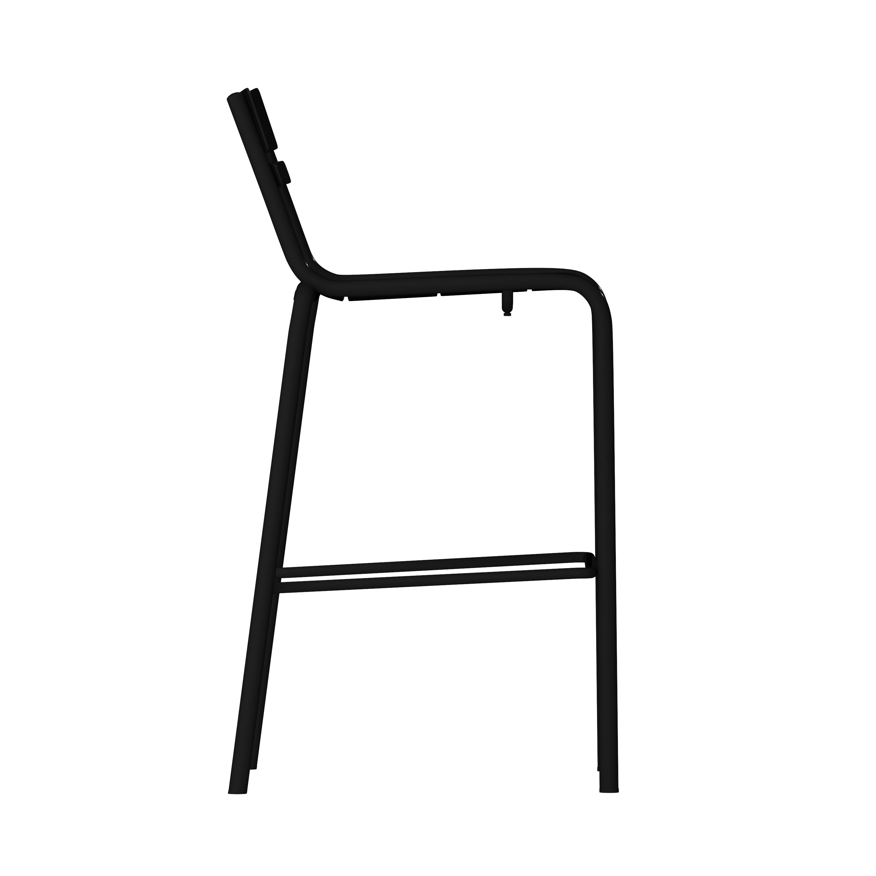 Nash Commercial Grade Black Metal Indoor-Outdoor Bar Height Stool with 2 Slats