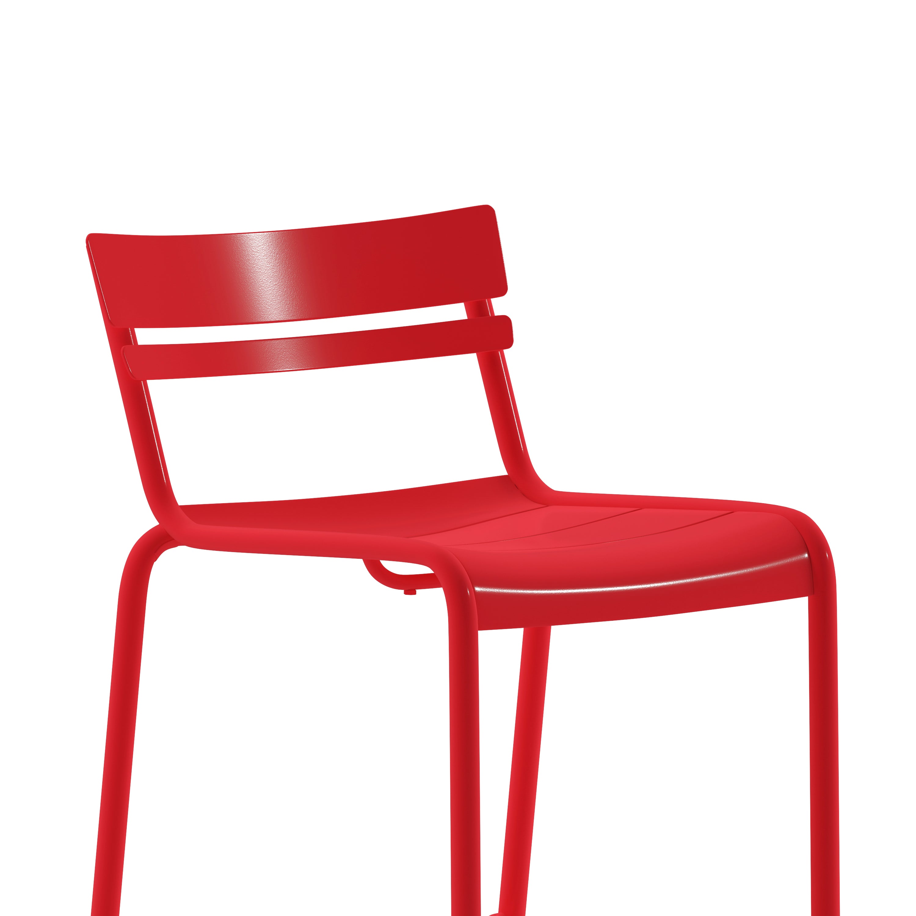 Nash Commercial Grade Red Metal Indoor-Outdoor Bar Height Stool with 2 Slats