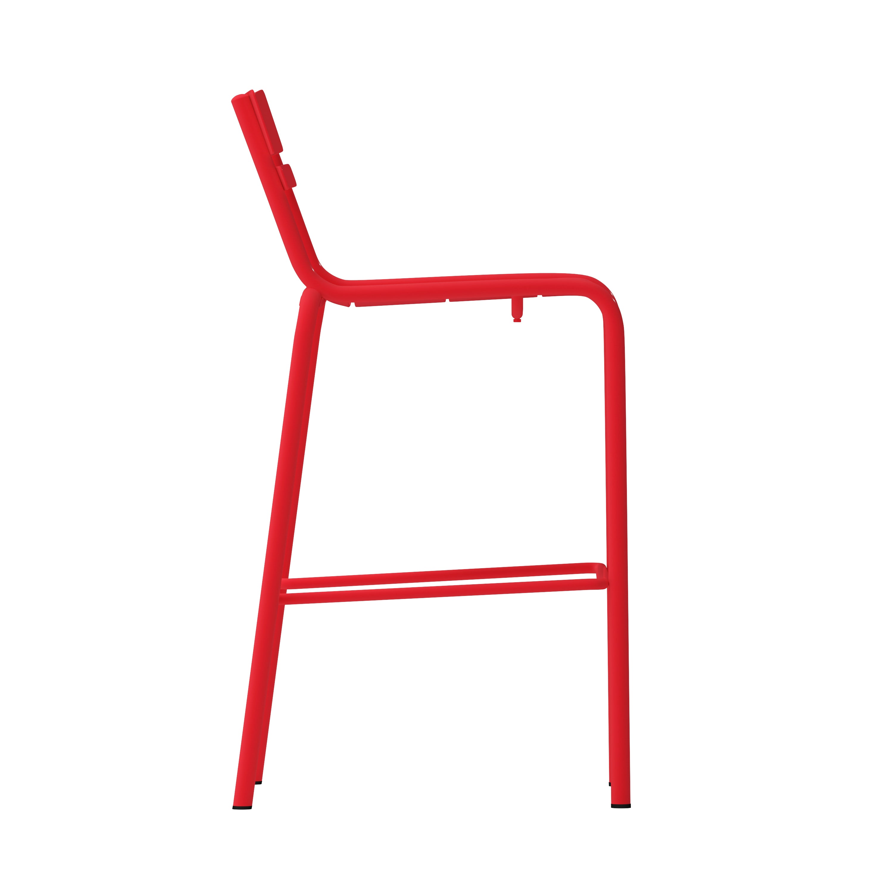 Nash Commercial Grade Red Metal Indoor-Outdoor Bar Height Stool with 2 Slats