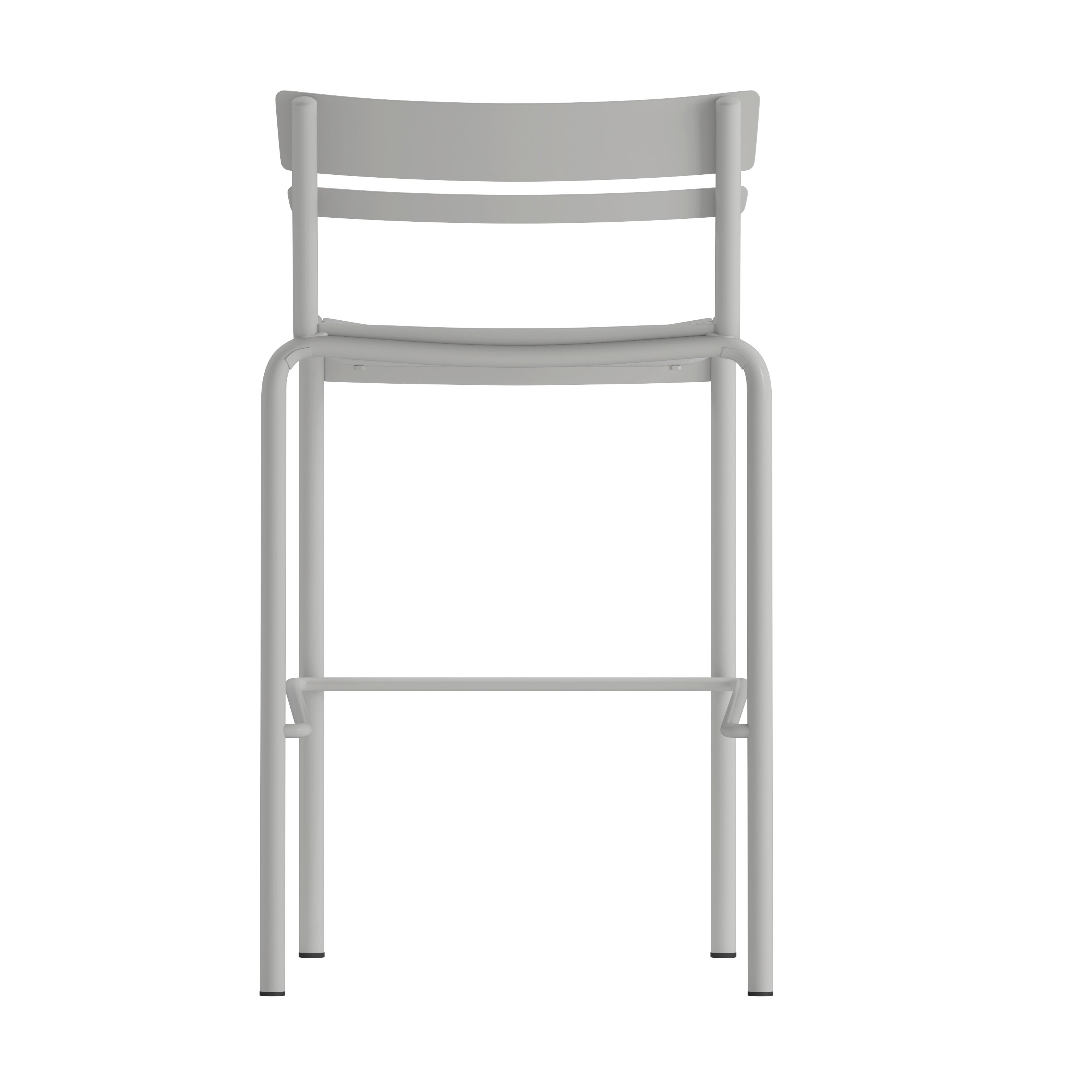 Nash Commercial Grade Silver Metal Indoor-Outdoor Bar Height Stool with 2 Slats