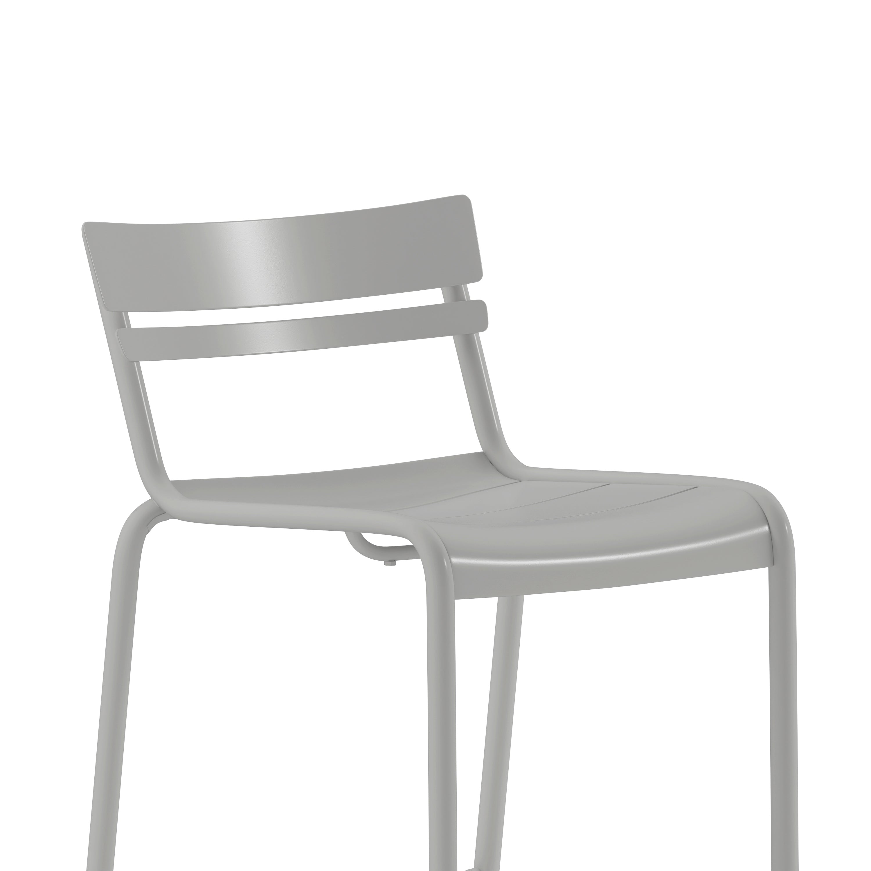 Nash Commercial Grade Silver Metal Indoor-Outdoor Bar Height Stool with 2 Slats