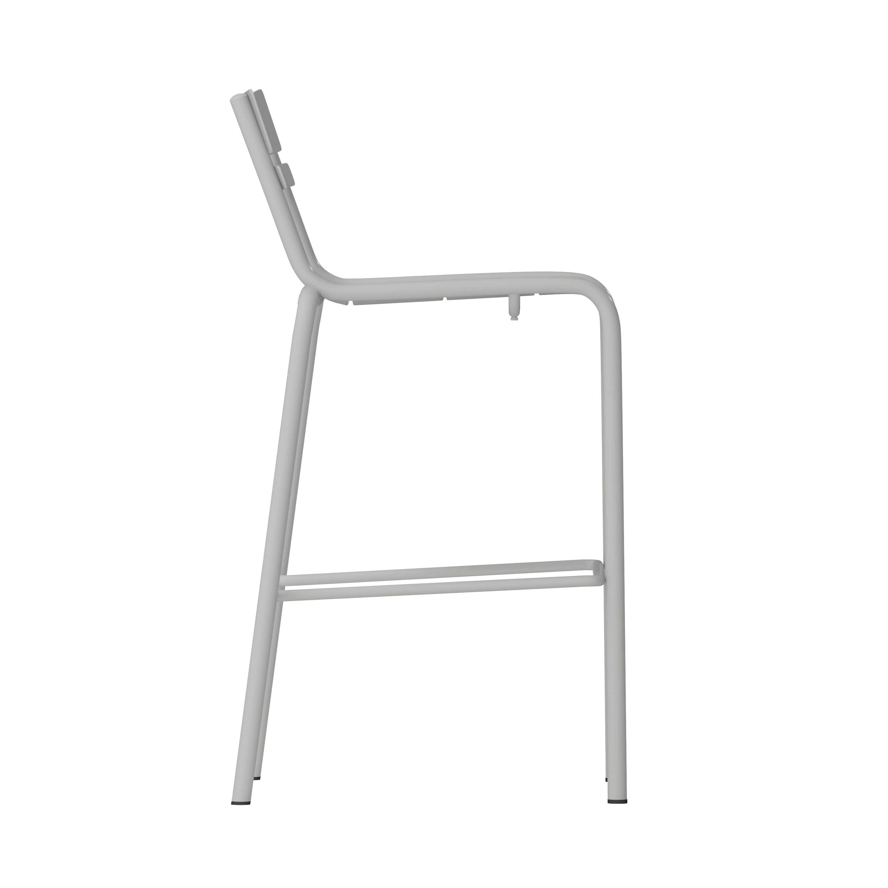 Nash Commercial Grade Silver Metal Indoor-Outdoor Bar Height Stool with 2 Slats