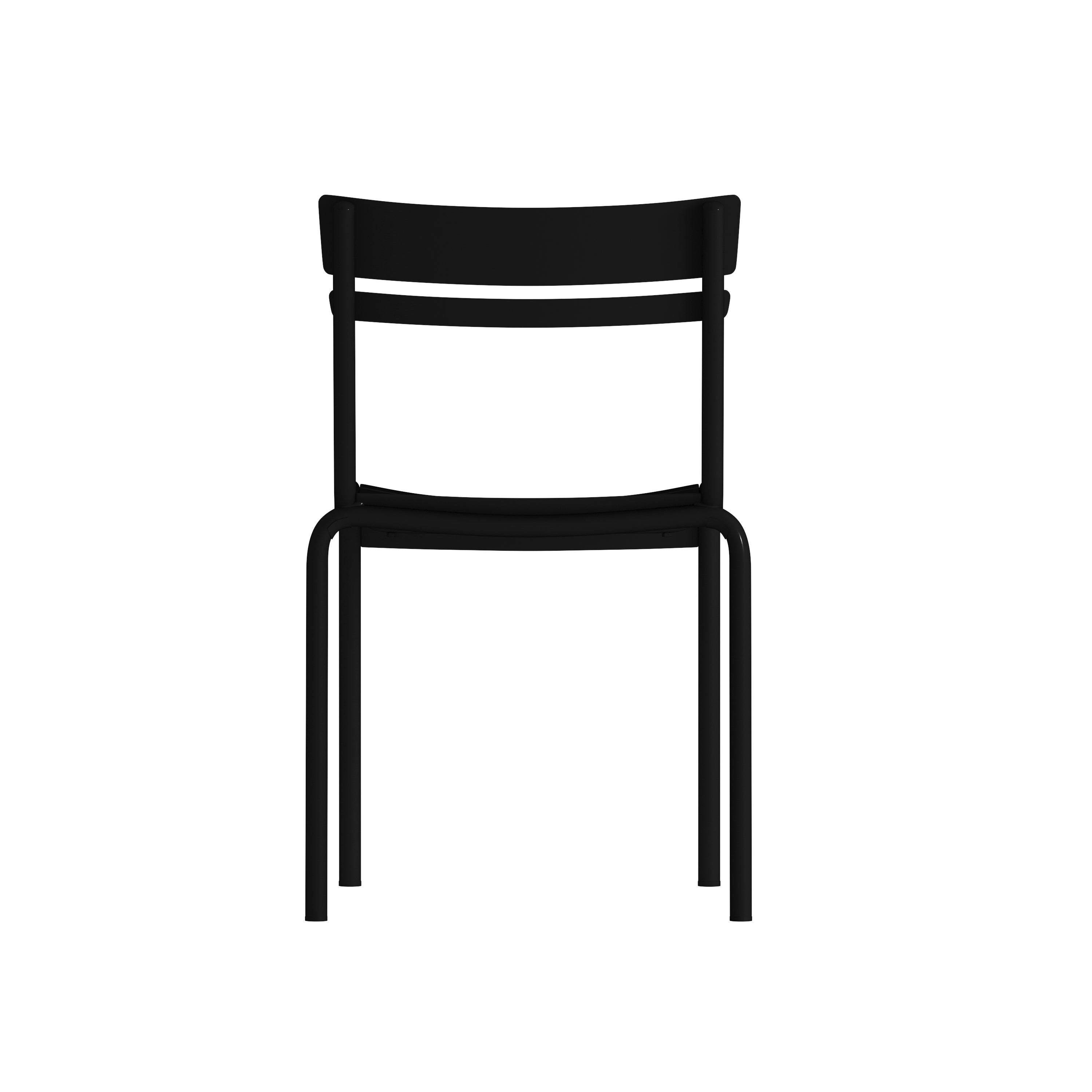 Nash Commercial Grade Steel Stack Chair, Indoor-Outdoor Armless Chair with 2 Slat Back in Black