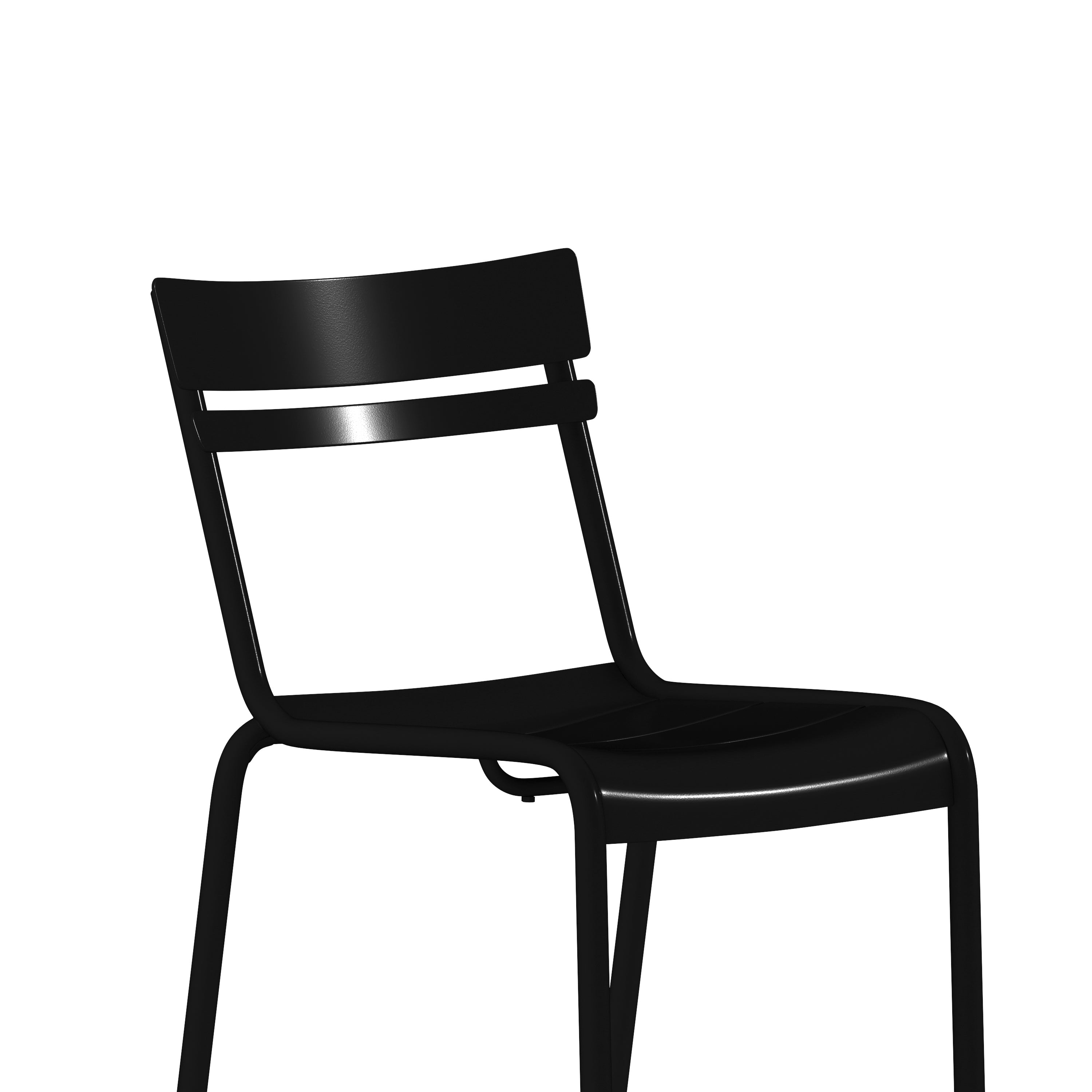 Nash Commercial Grade Steel Stack Chair, Indoor-Outdoor Armless Chair with 2 Slat Back in Black