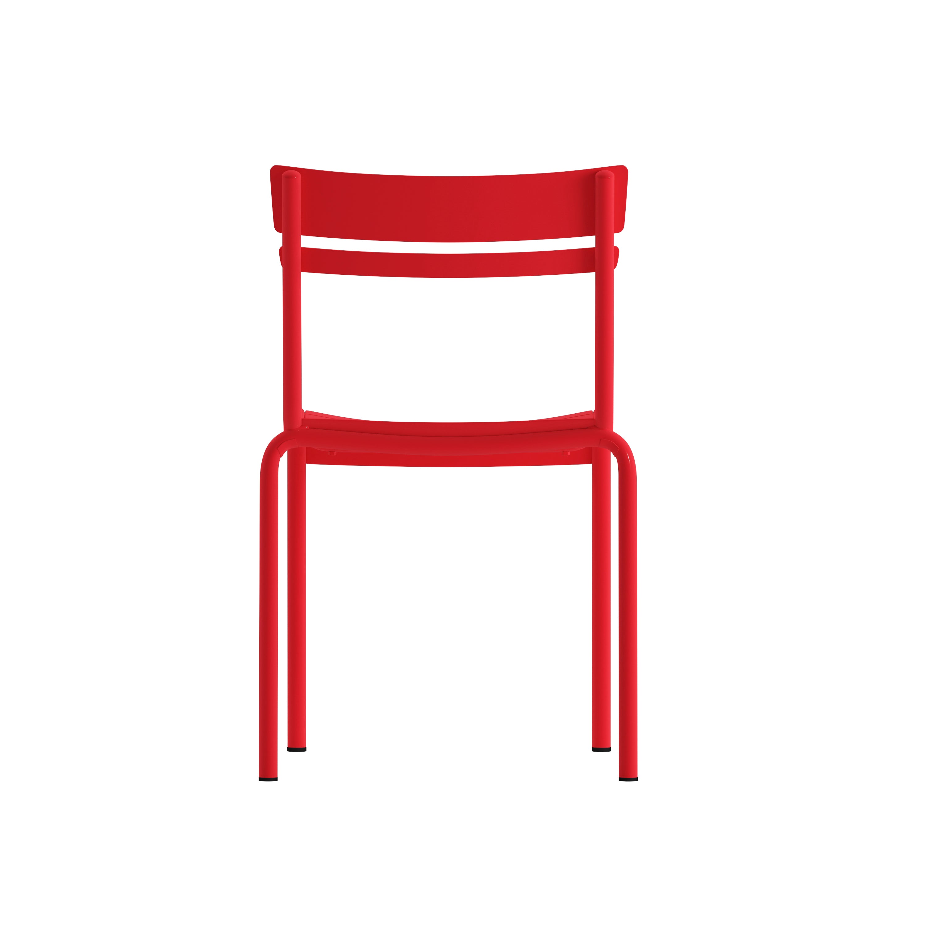 Nash Commercial Grade Steel Stack Chair, Indoor-Outdoor Armless Chair with 2 Slat Back in Red