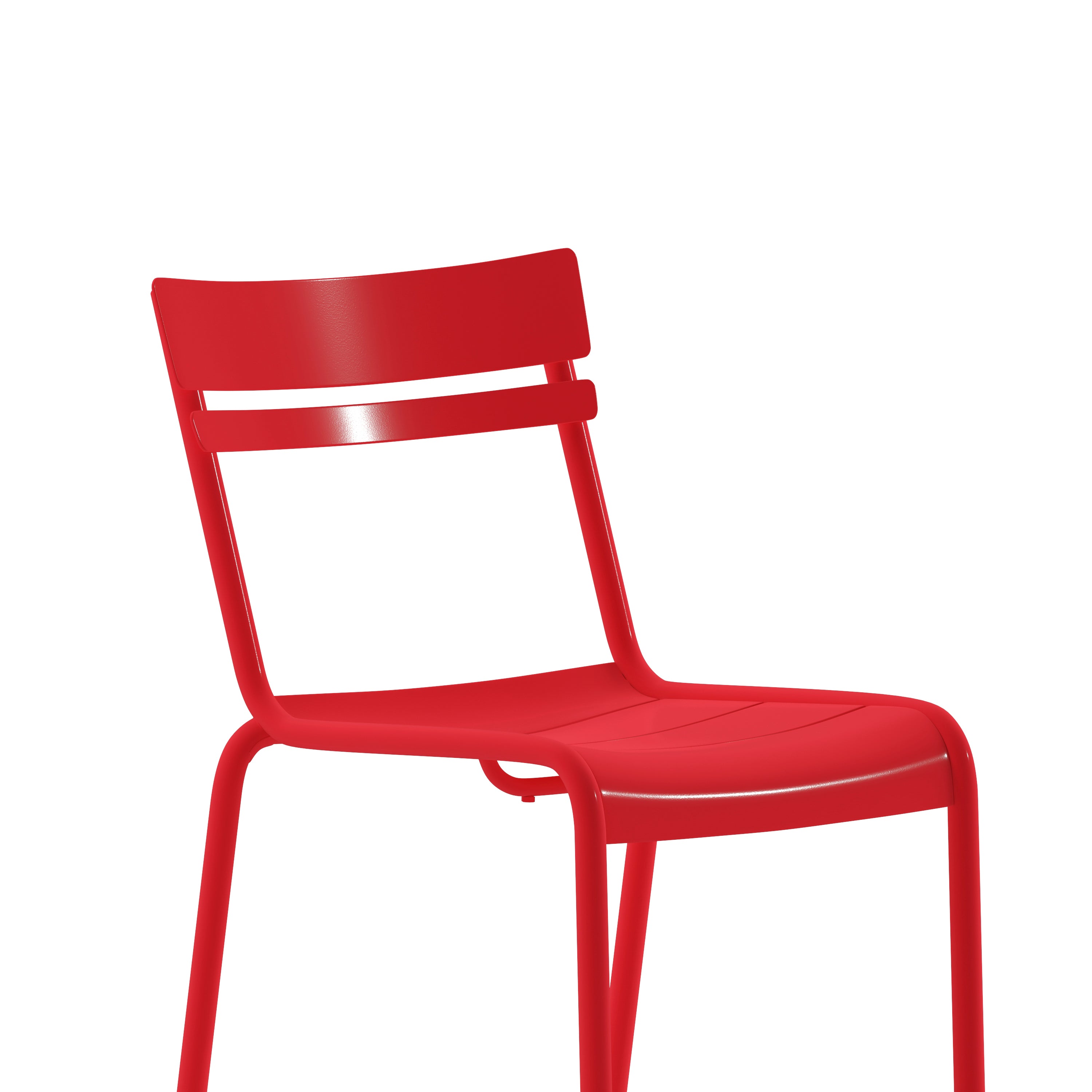 Nash Commercial Grade Steel Stack Chair, Indoor-Outdoor Armless Chair with 2 Slat Back in Red
