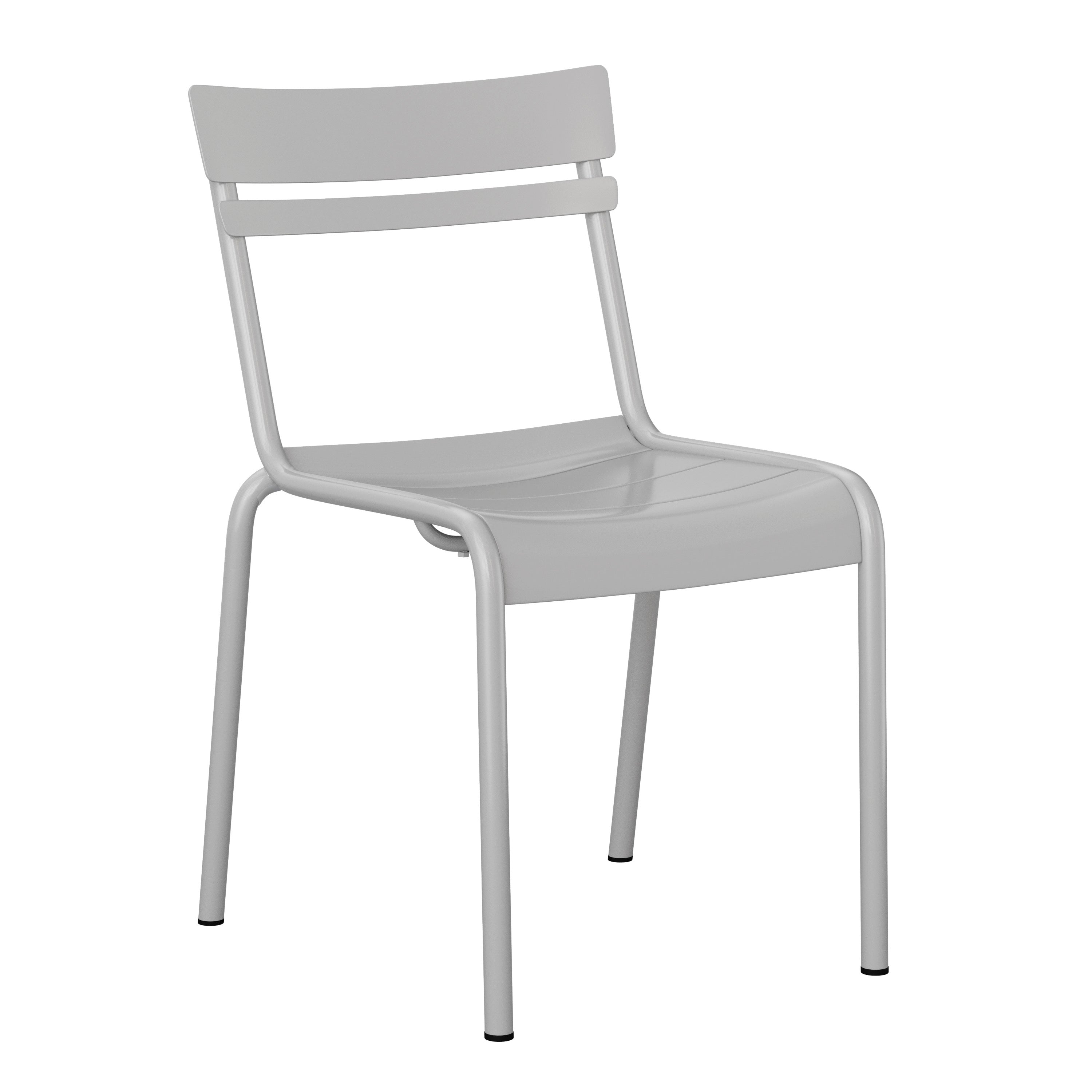 Nash Commercial Grade Steel Stack Chair, Indoor-Outdoor Armless Chair with 2 Slat Back in Quicksilver