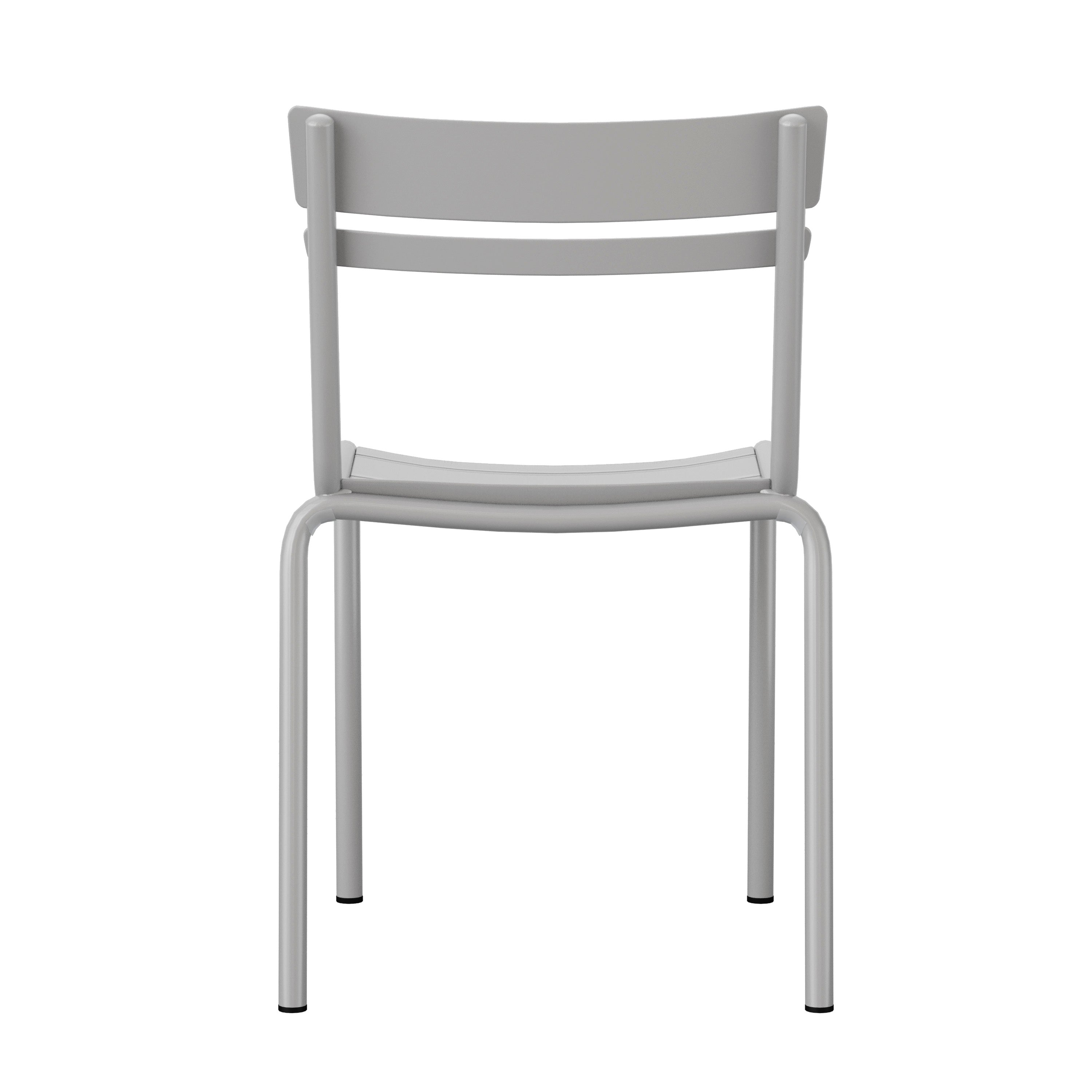 Nash Commercial Grade Steel Stack Chair, Indoor-Outdoor Armless Chair with 2 Slat Back in Quicksilver