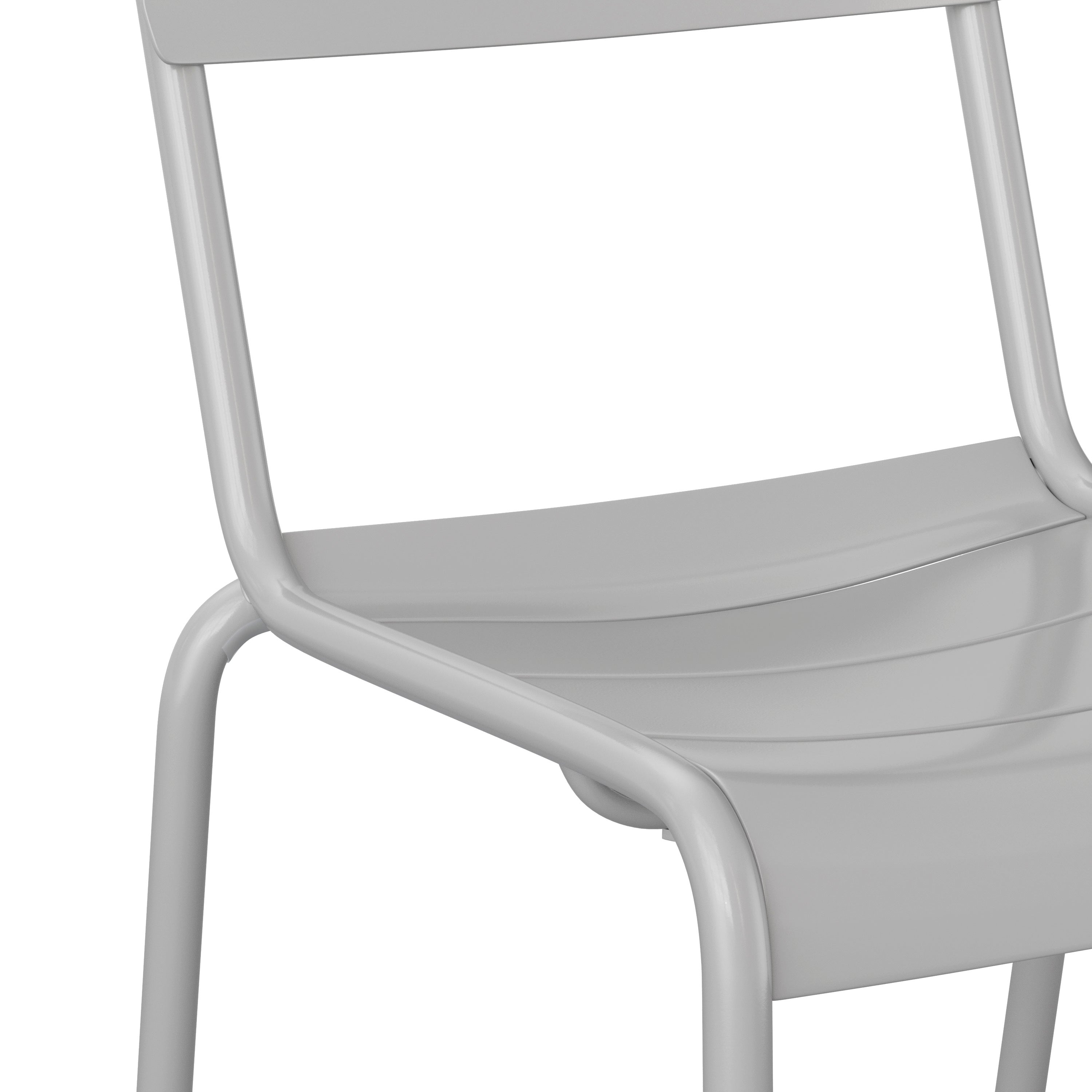 Nash Commercial Grade Steel Stack Chair, Indoor-Outdoor Armless Chair with 2 Slat Back in Quicksilver