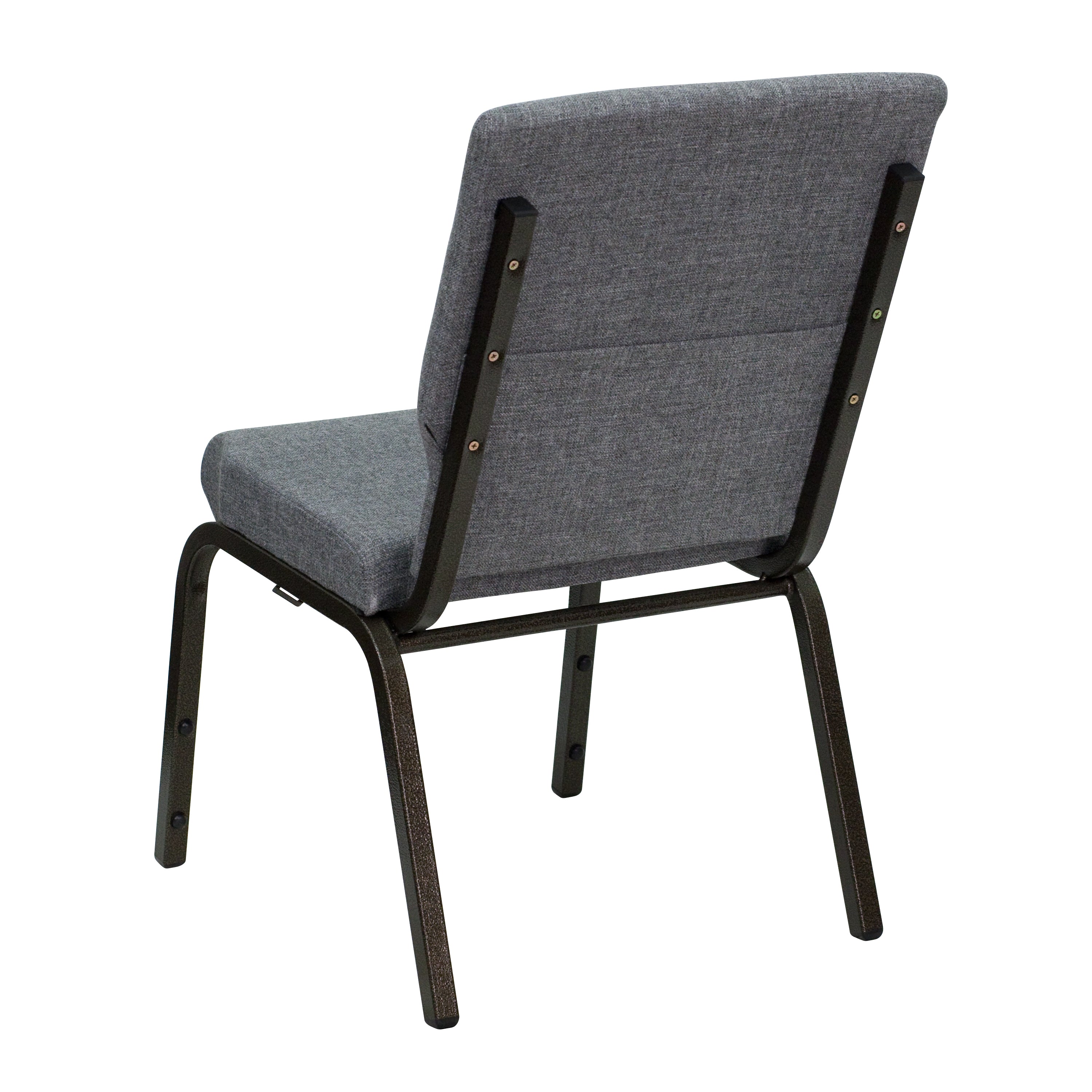 HERCULES Series 18.5''W Stacking Church Chair in Gray Fabric - Gold Vein Frame