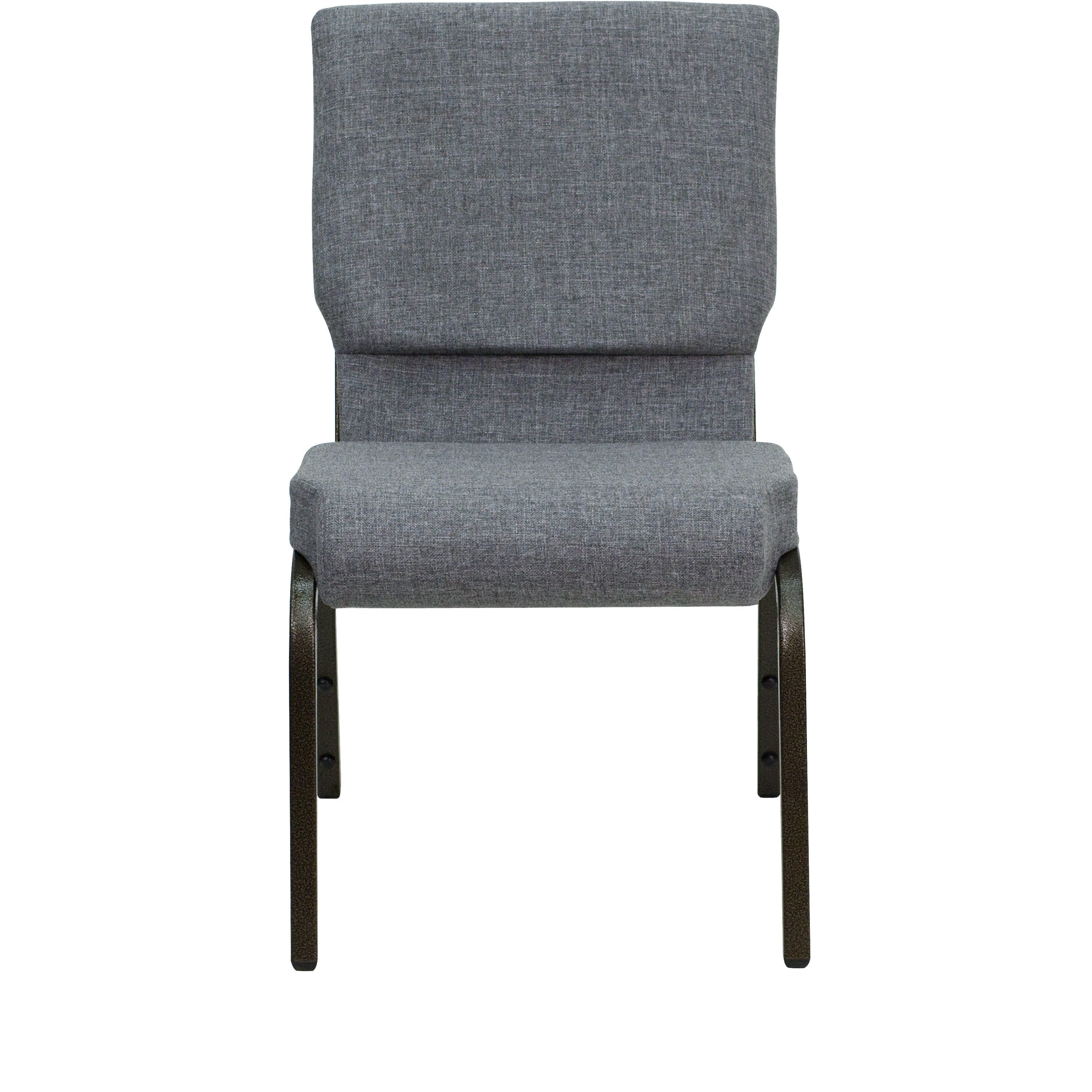 HERCULES Series 18.5''W Stacking Church Chair in Gray Fabric - Gold Vein Frame