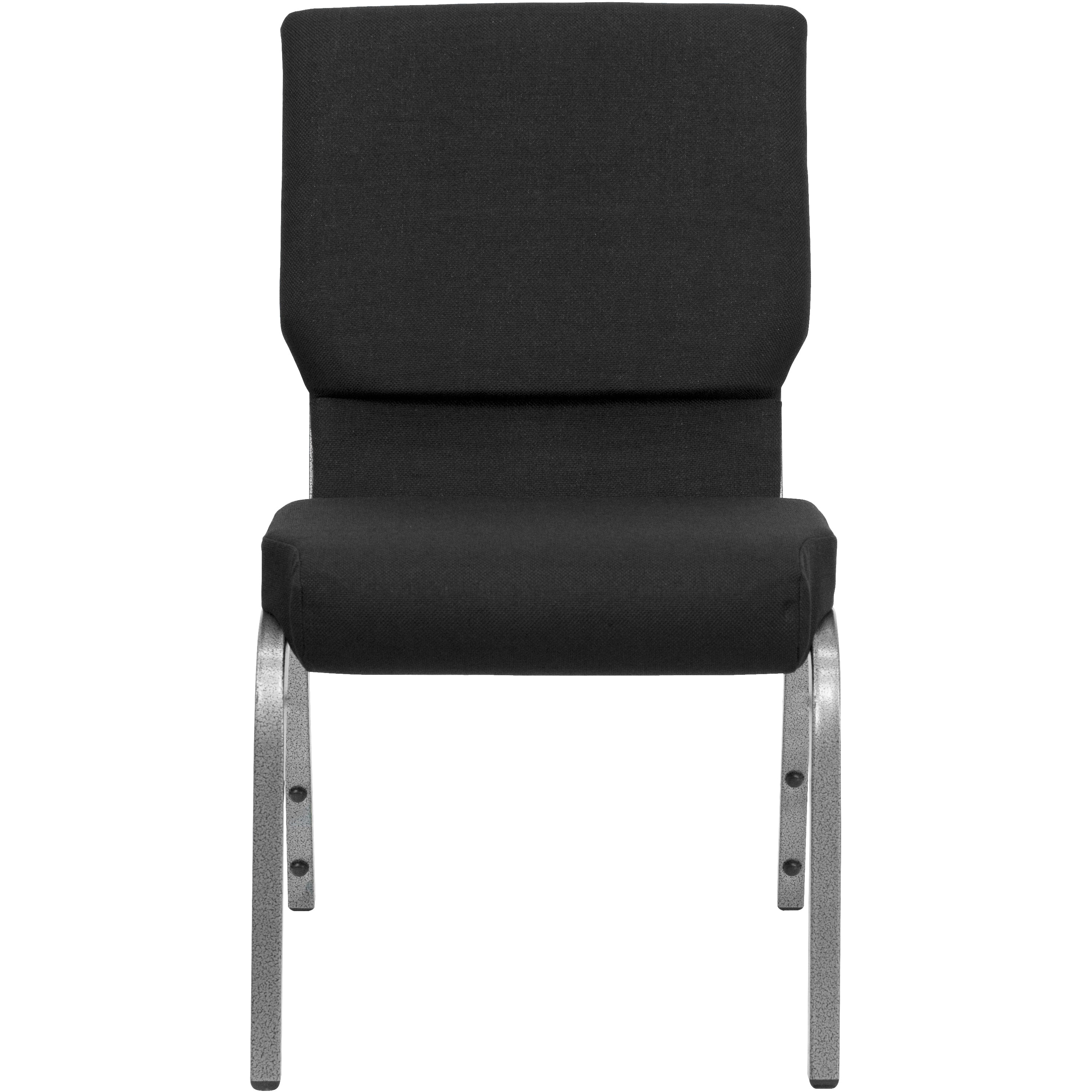 HERCULES Series 18.5''W Stacking Church Chair in Black Fabric - Silver Vein Frame