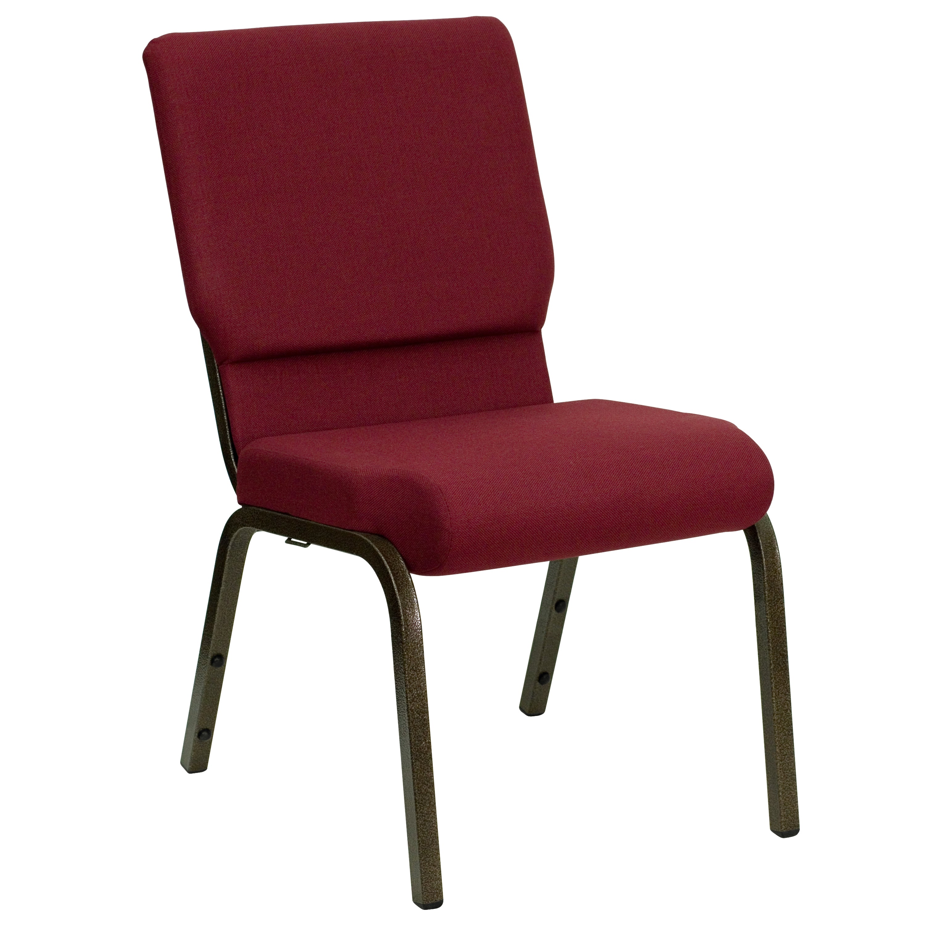 HERCULES Series 18.5''W Stacking Church Chair in Burgundy Fabric - Gold Vein Frame