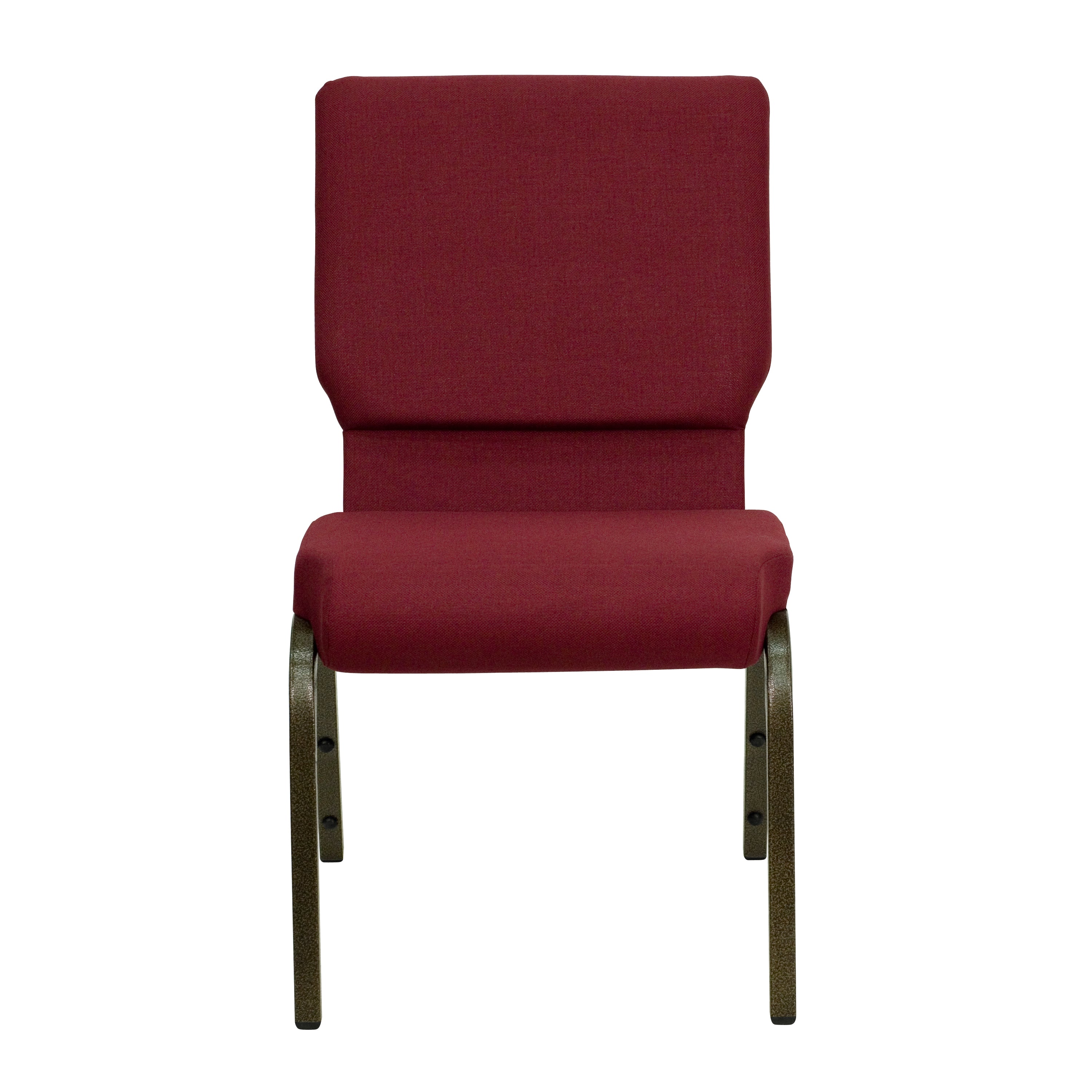 HERCULES Series 18.5''W Stacking Church Chair in Burgundy Fabric - Gold Vein Frame
