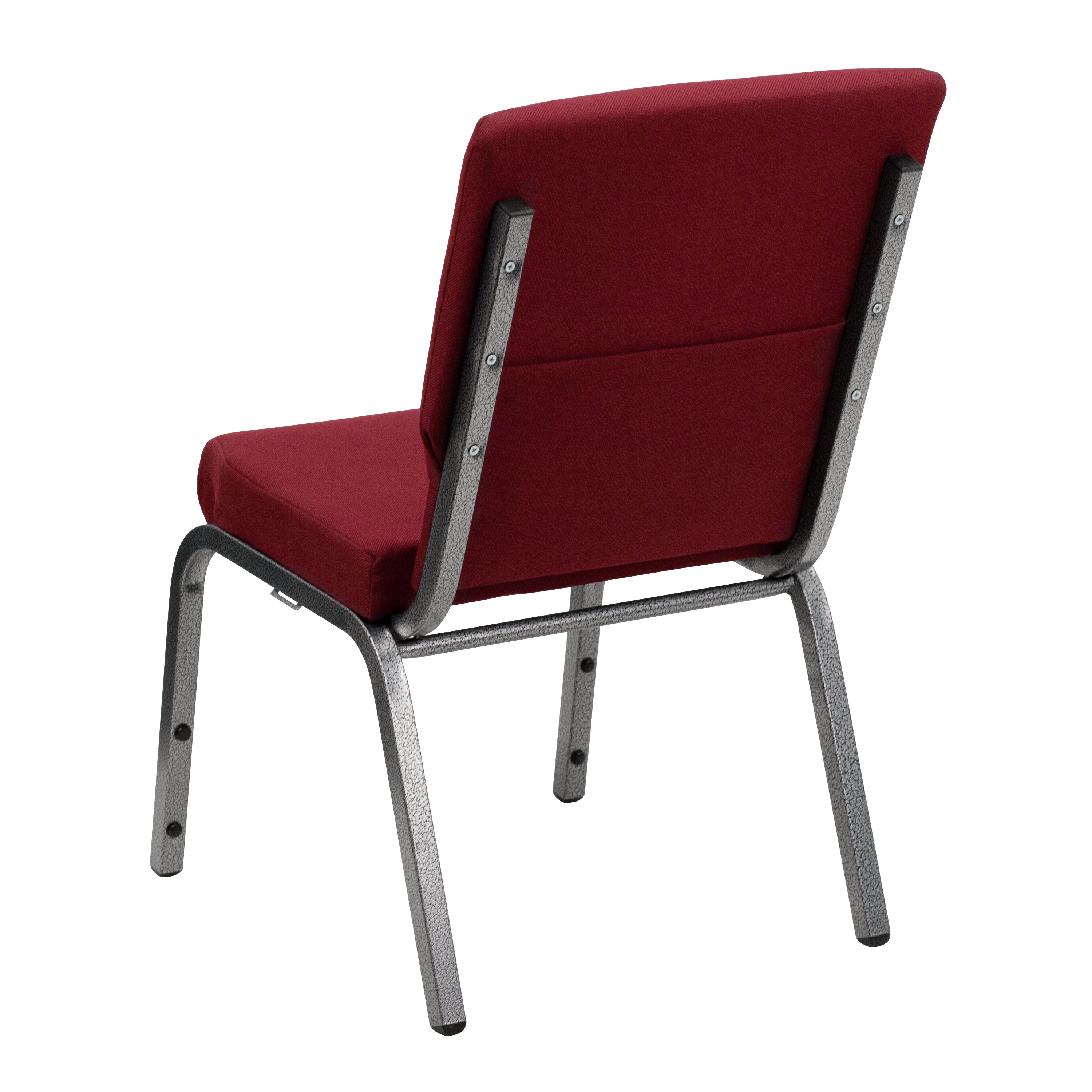HERCULES Series 18.5''W Stacking Church Chair in Burgundy Fabric - Silver Vein Frame