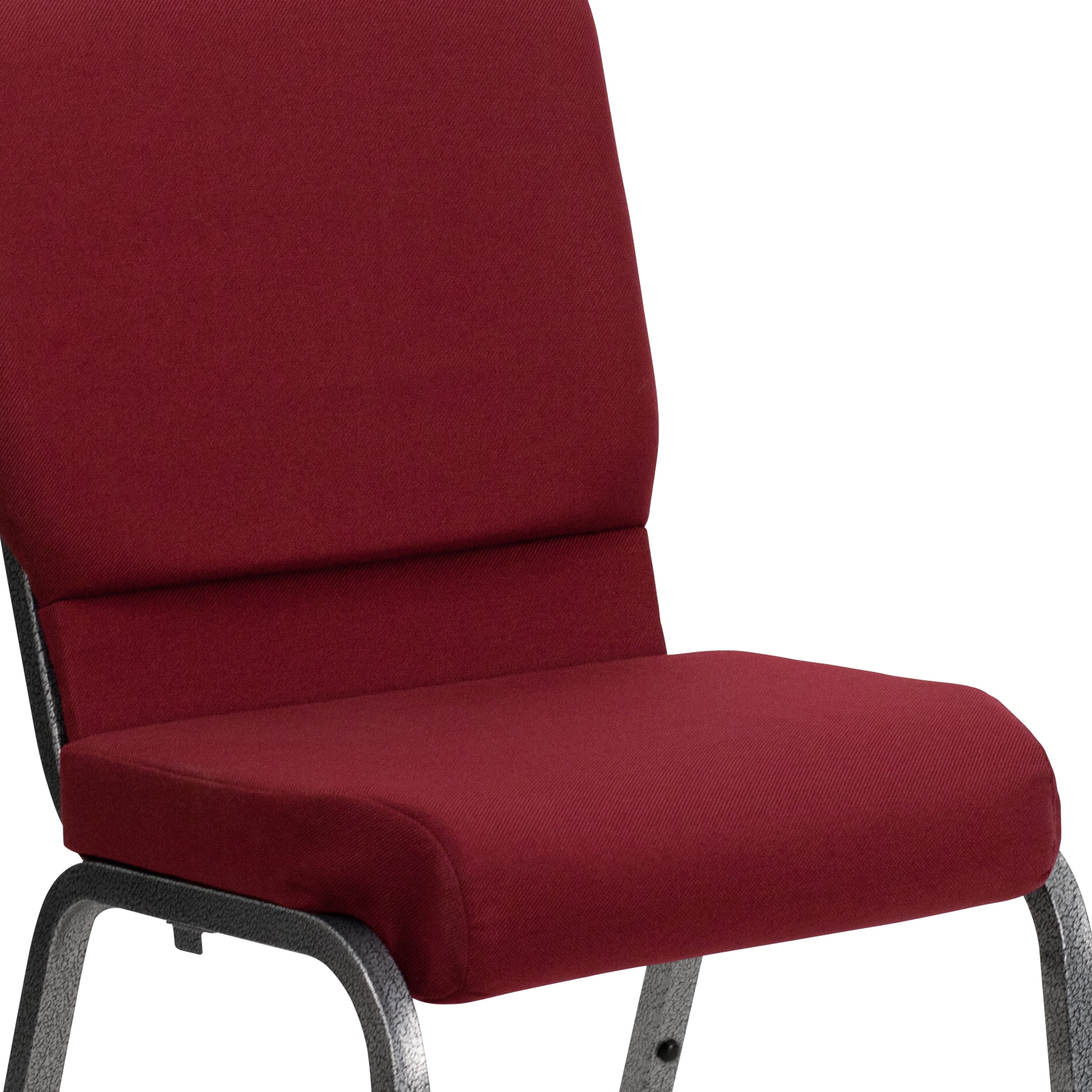 HERCULES Series 18.5''W Stacking Church Chair in Burgundy Fabric - Silver Vein Frame