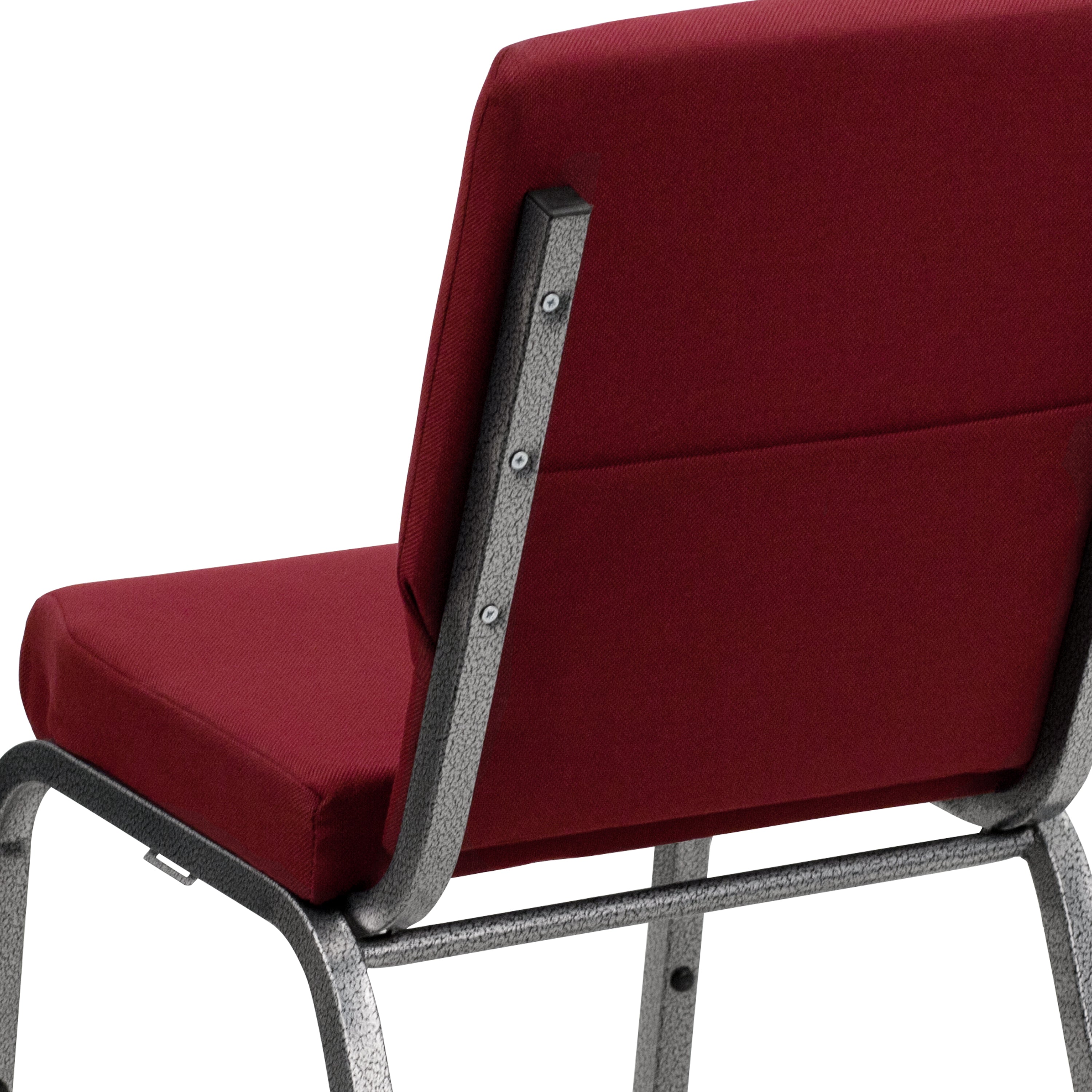 HERCULES Series 18.5''W Stacking Church Chair in Burgundy Fabric - Silver Vein Frame
