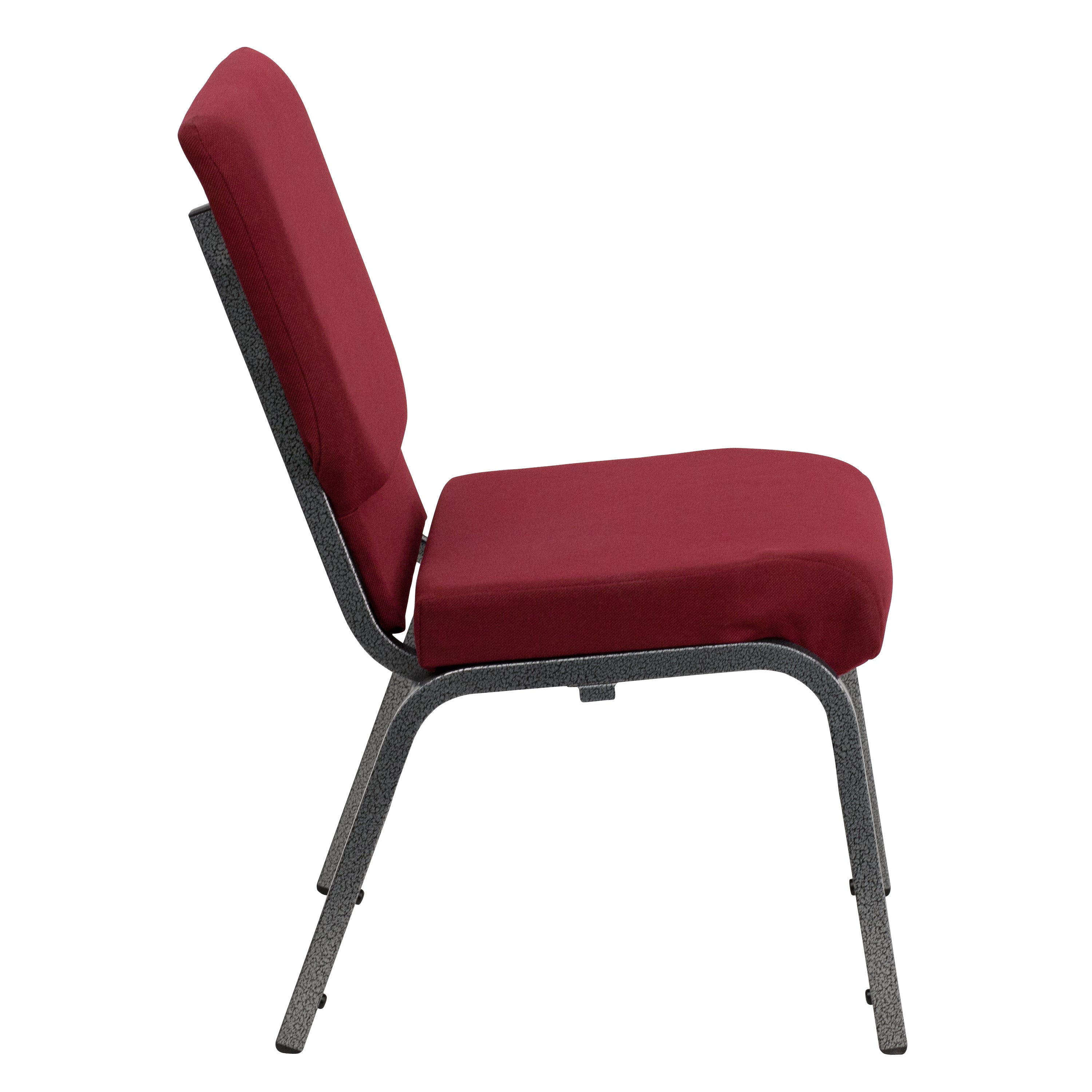 HERCULES Series 18.5''W Stacking Church Chair in Burgundy Fabric - Silver Vein Frame