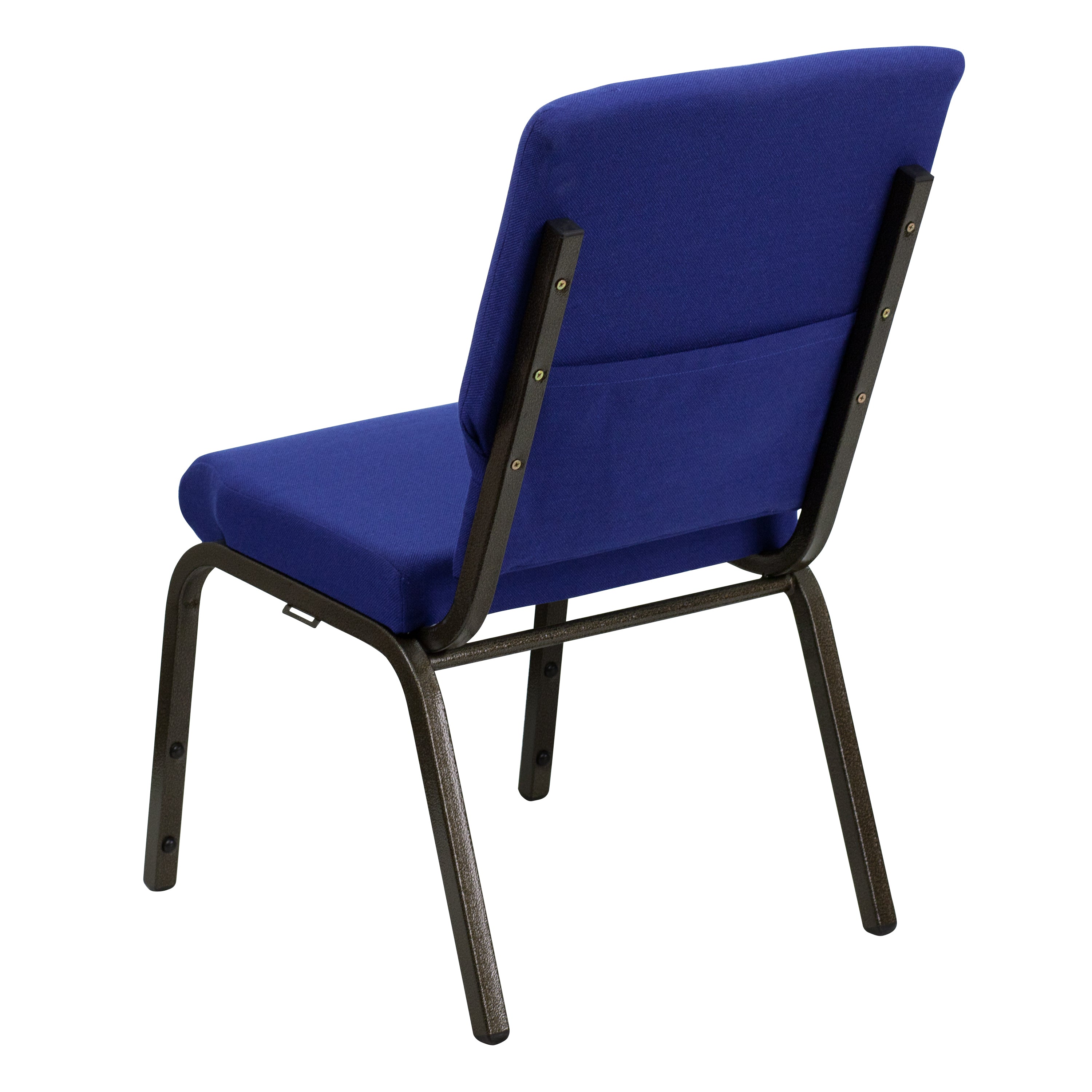 HERCULES Series 18.5''W Stacking Church Chair in Navy Blue Fabric - Gold Vein Frame