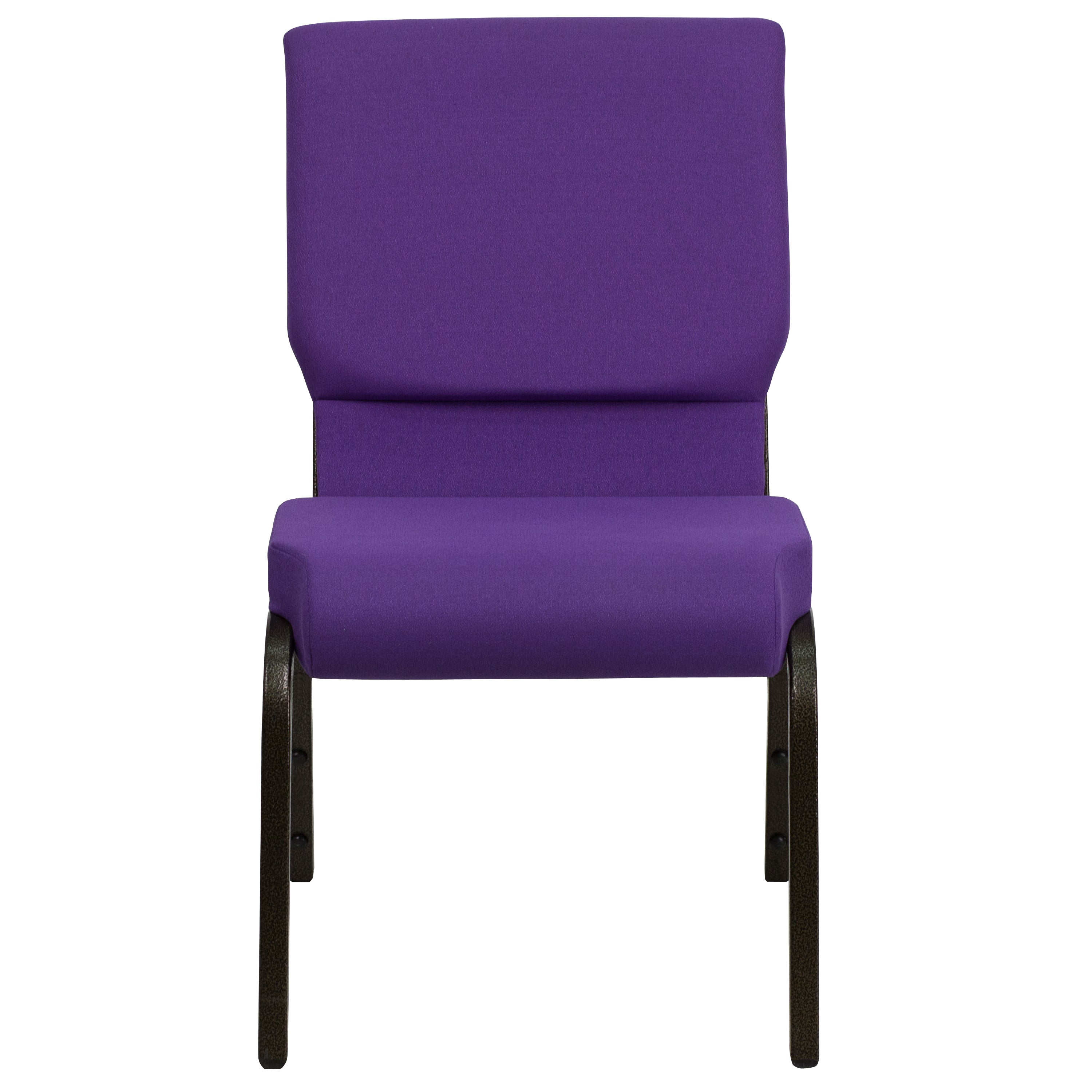 HERCULES Series 18.5''W Stacking Church Chair in Purple Fabric - Gold Vein Frame