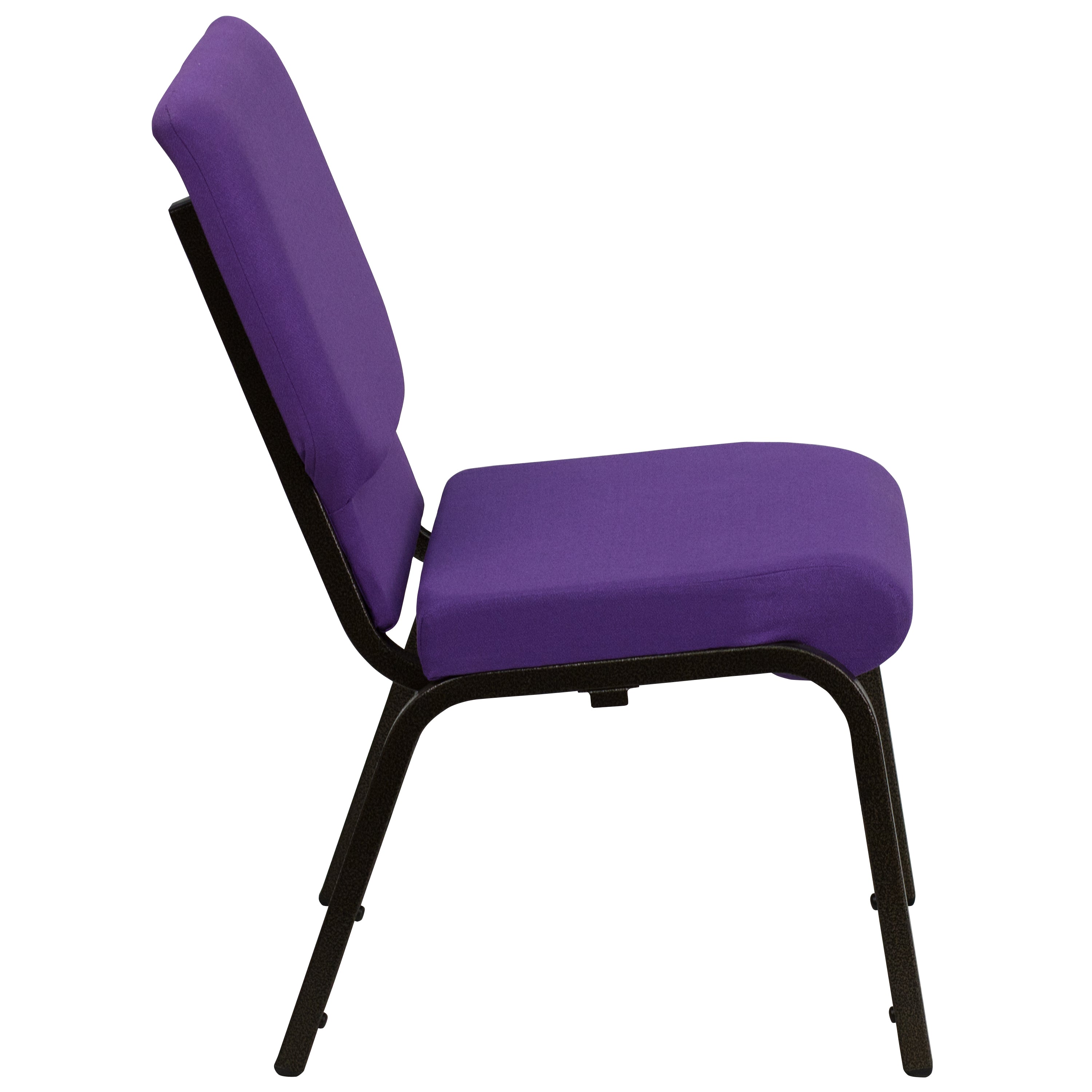 HERCULES Series 18.5''W Stacking Church Chair in Purple Fabric - Gold Vein Frame