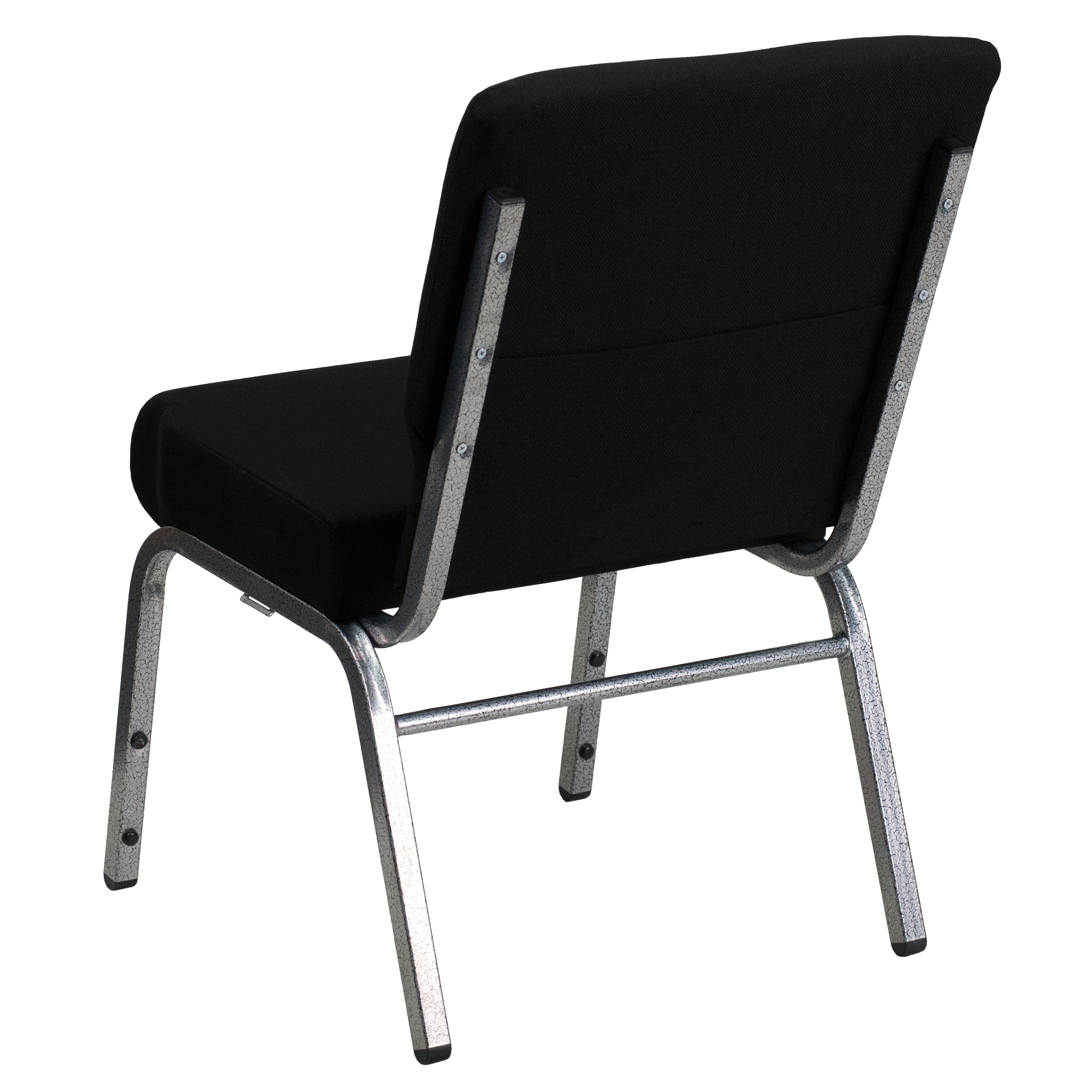 HERCULES Series 21''W Stacking Church Chair in Black Fabric - Silver Vein Frame