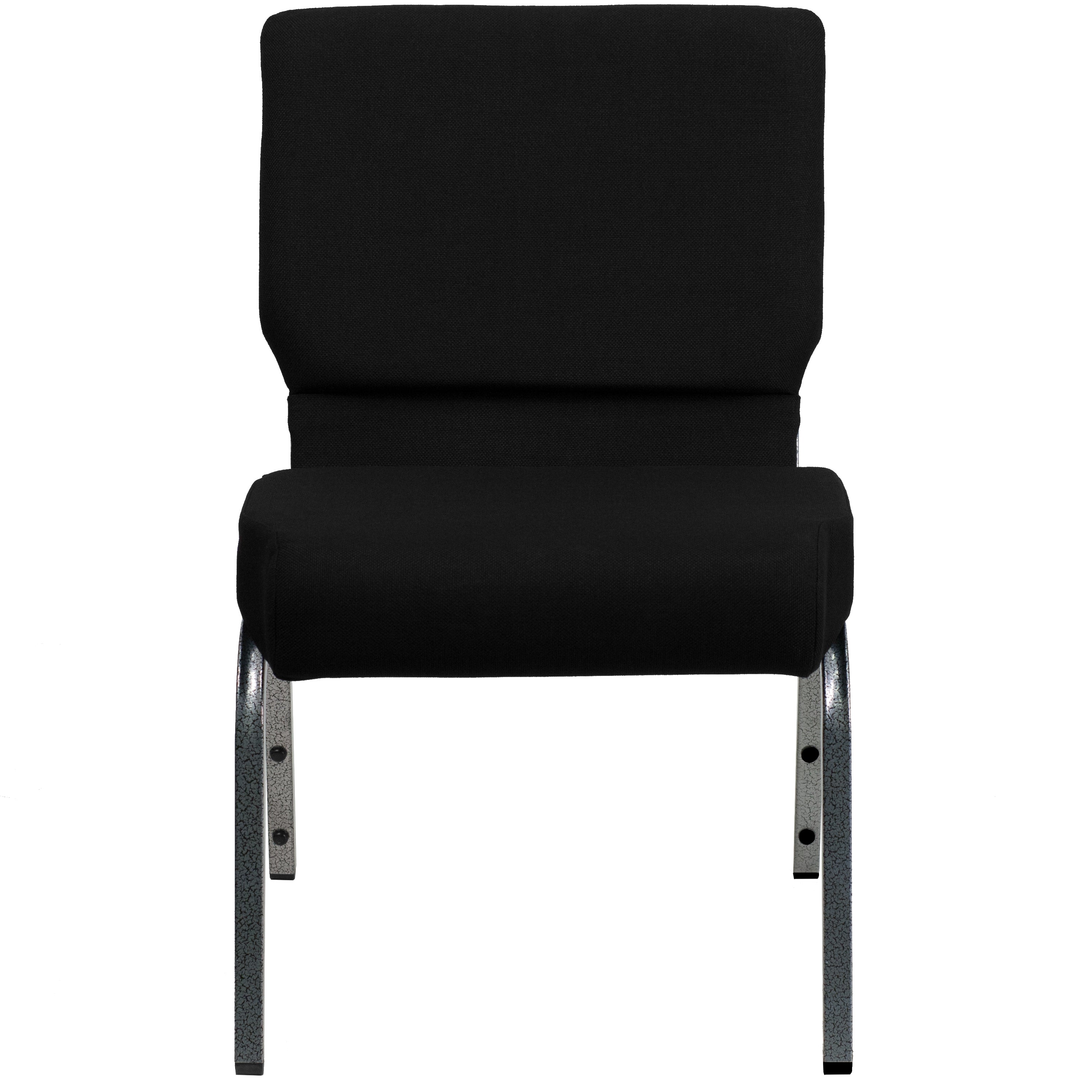 HERCULES Series 21''W Stacking Church Chair in Black Fabric - Silver Vein Frame