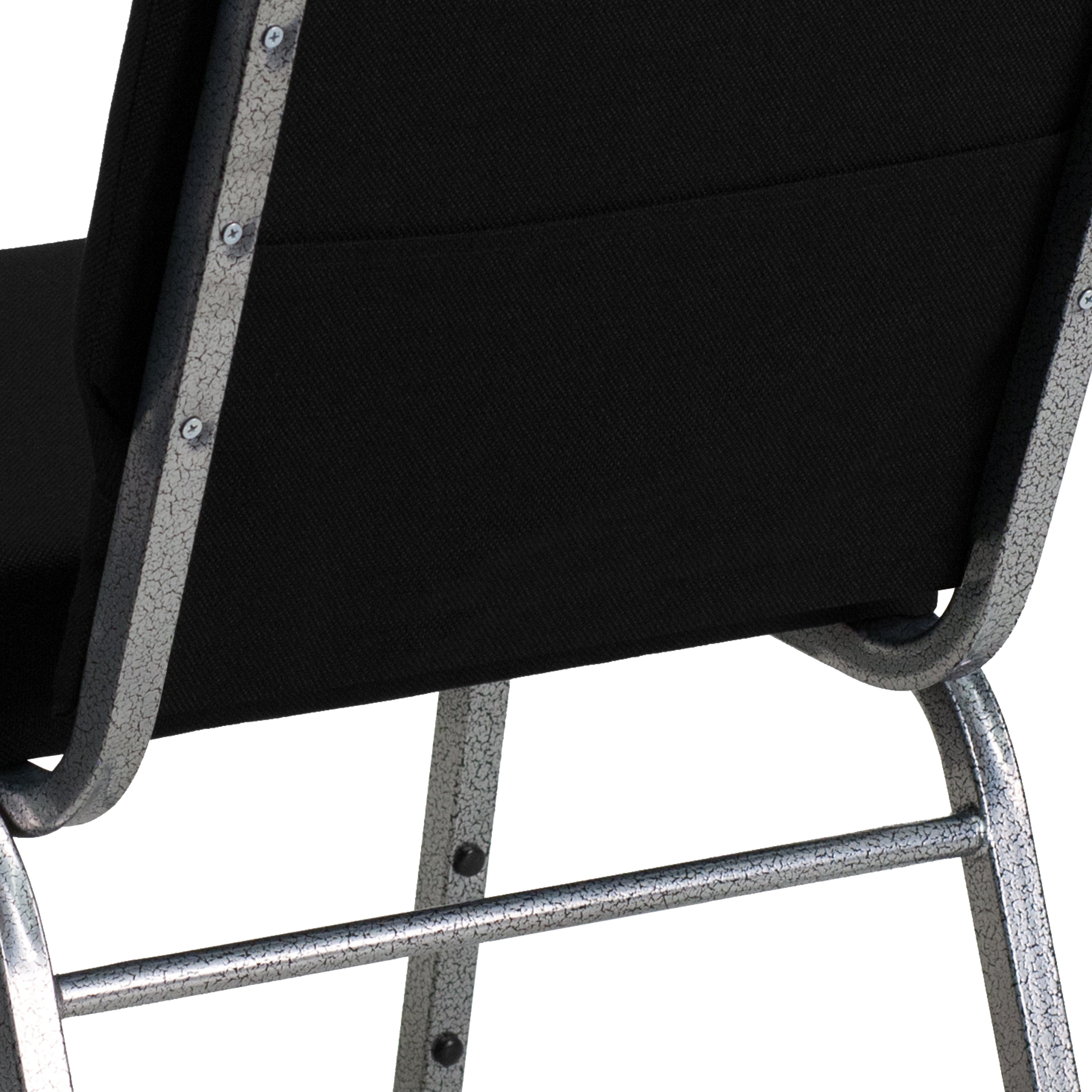 HERCULES Series 21''W Stacking Church Chair in Black Fabric - Silver Vein Frame