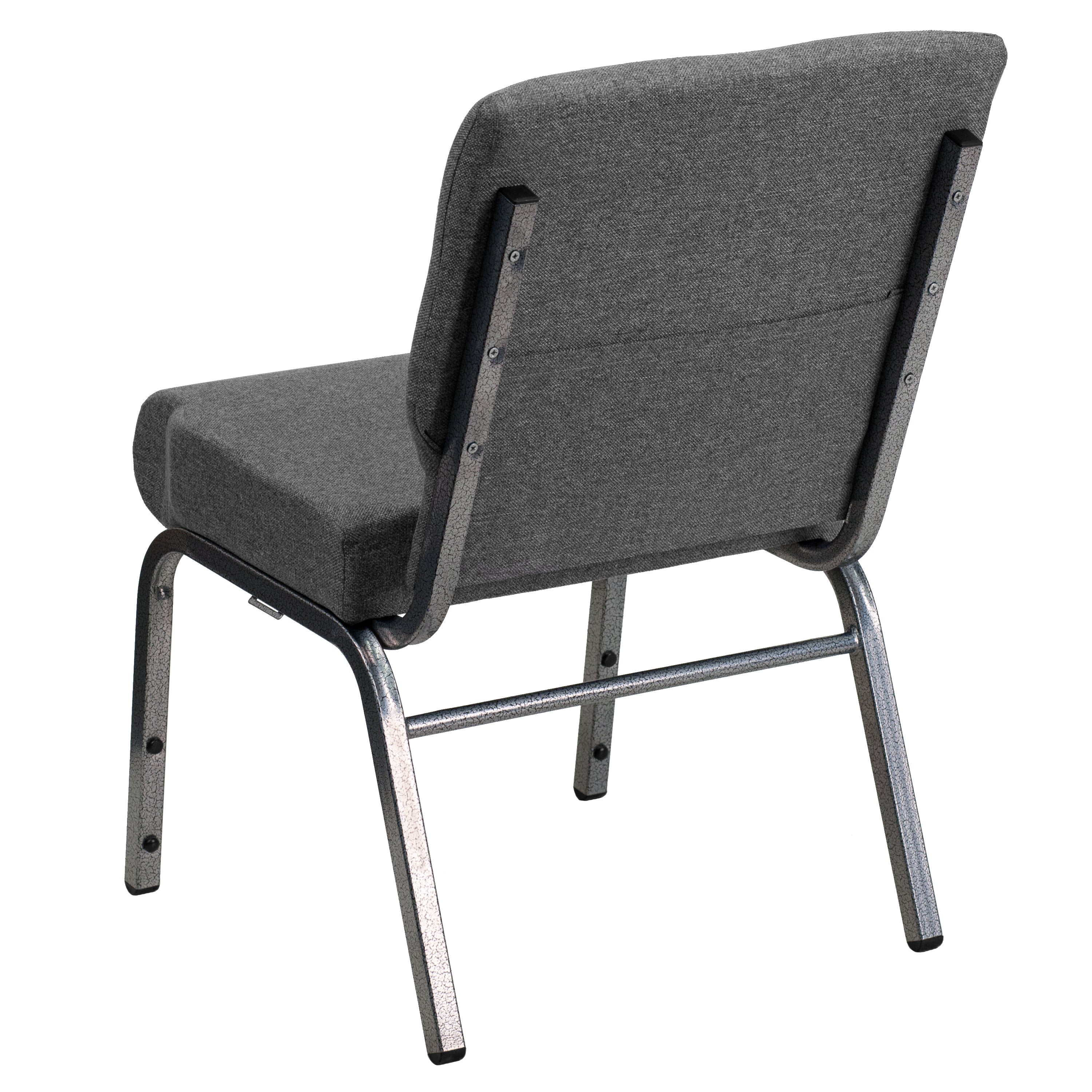 HERCULES Series 21''W Stacking Church Chair in Gray Fabric - Silver Vein Frame