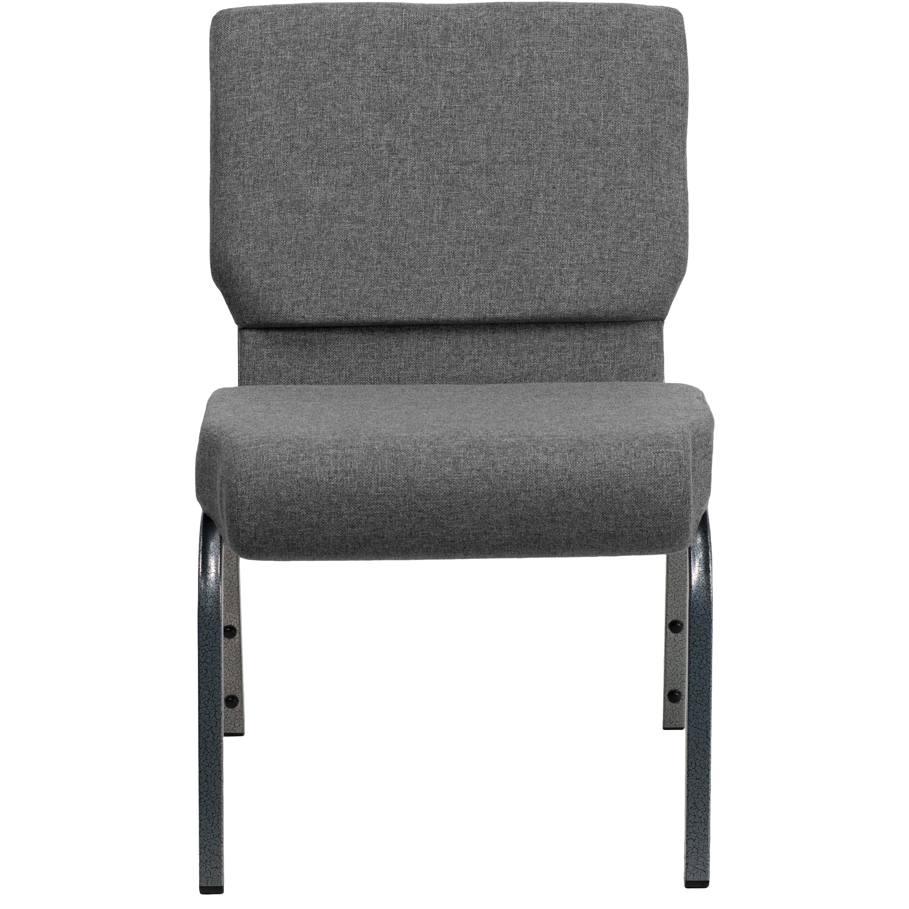 HERCULES Series 21''W Stacking Church Chair in Gray Fabric - Silver Vein Frame