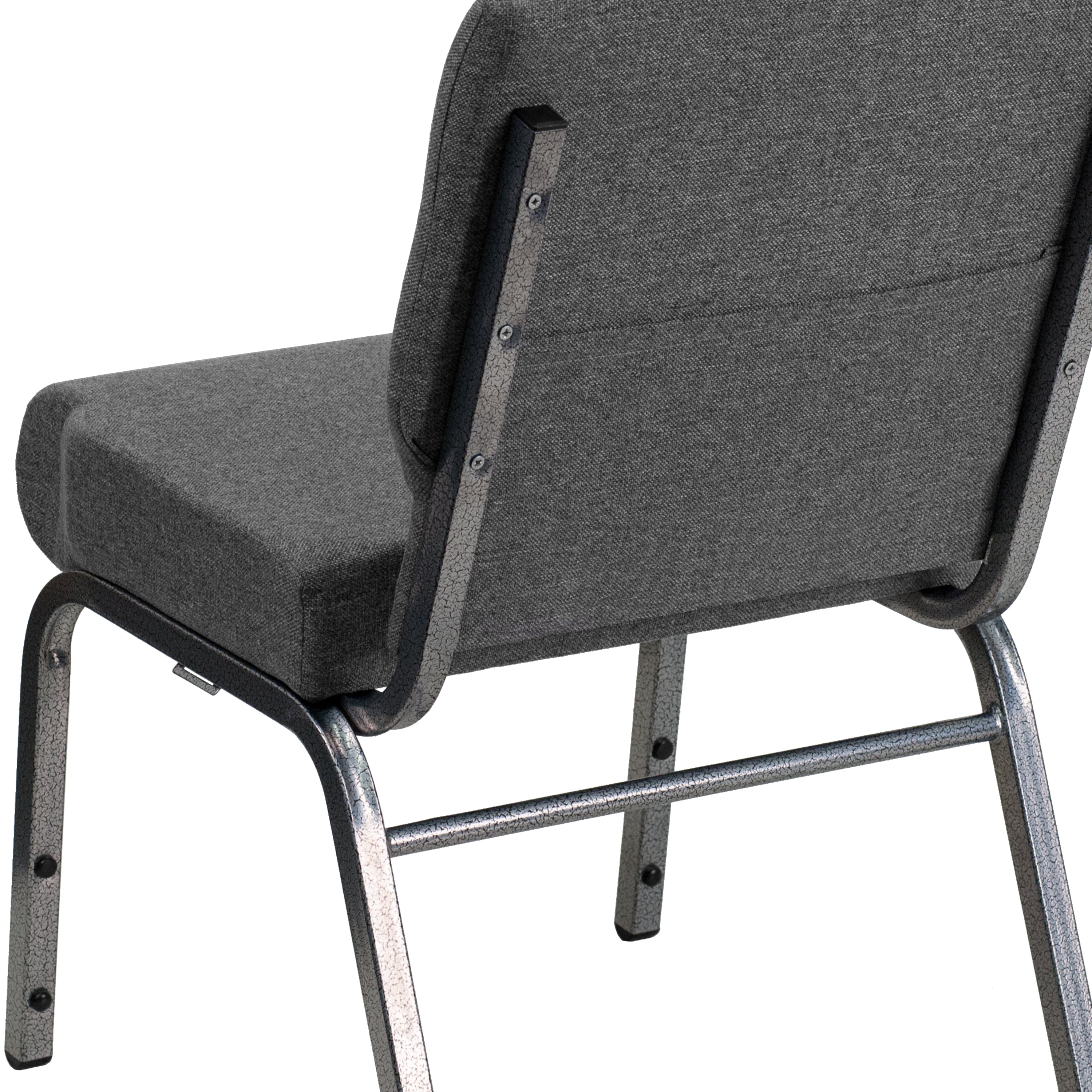 HERCULES Series 21''W Stacking Church Chair in Gray Fabric - Silver Vein Frame