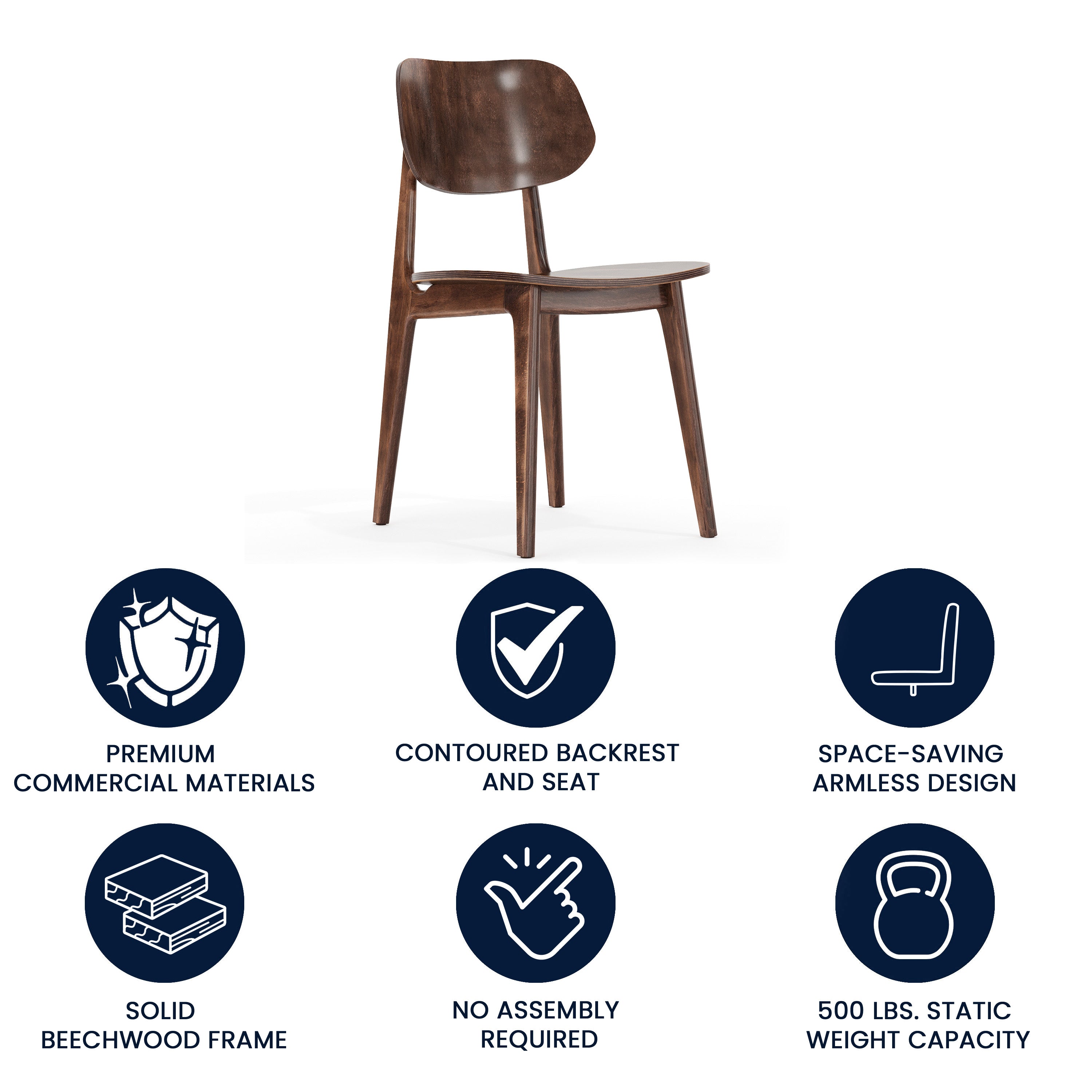 Verona Commercial Grade Solid Wood Dining Chair with Curved Oval Backrest in Antique Copper