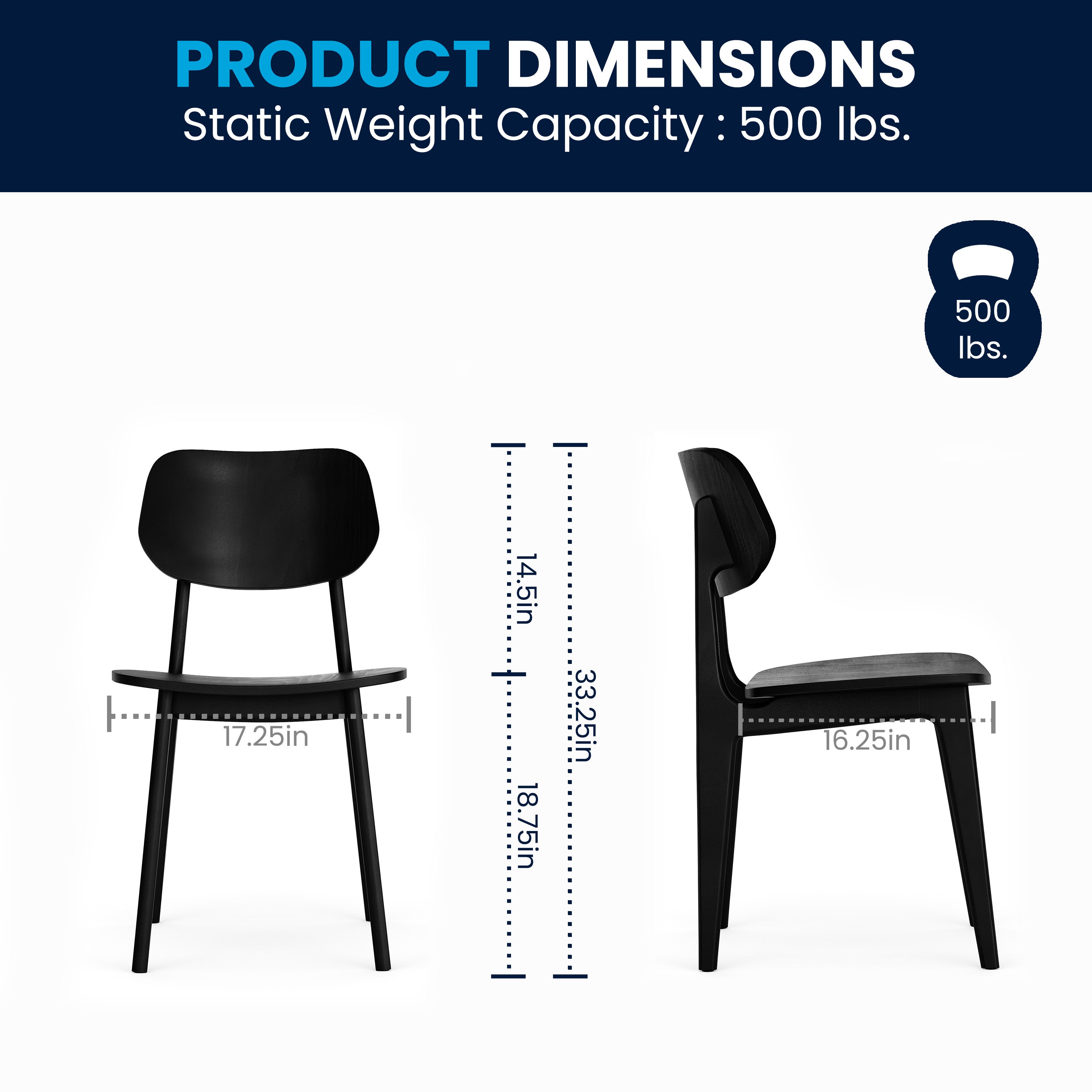Verona Commercial Grade Solid Wood Dining Chair with Curved Oval Backrest in Black