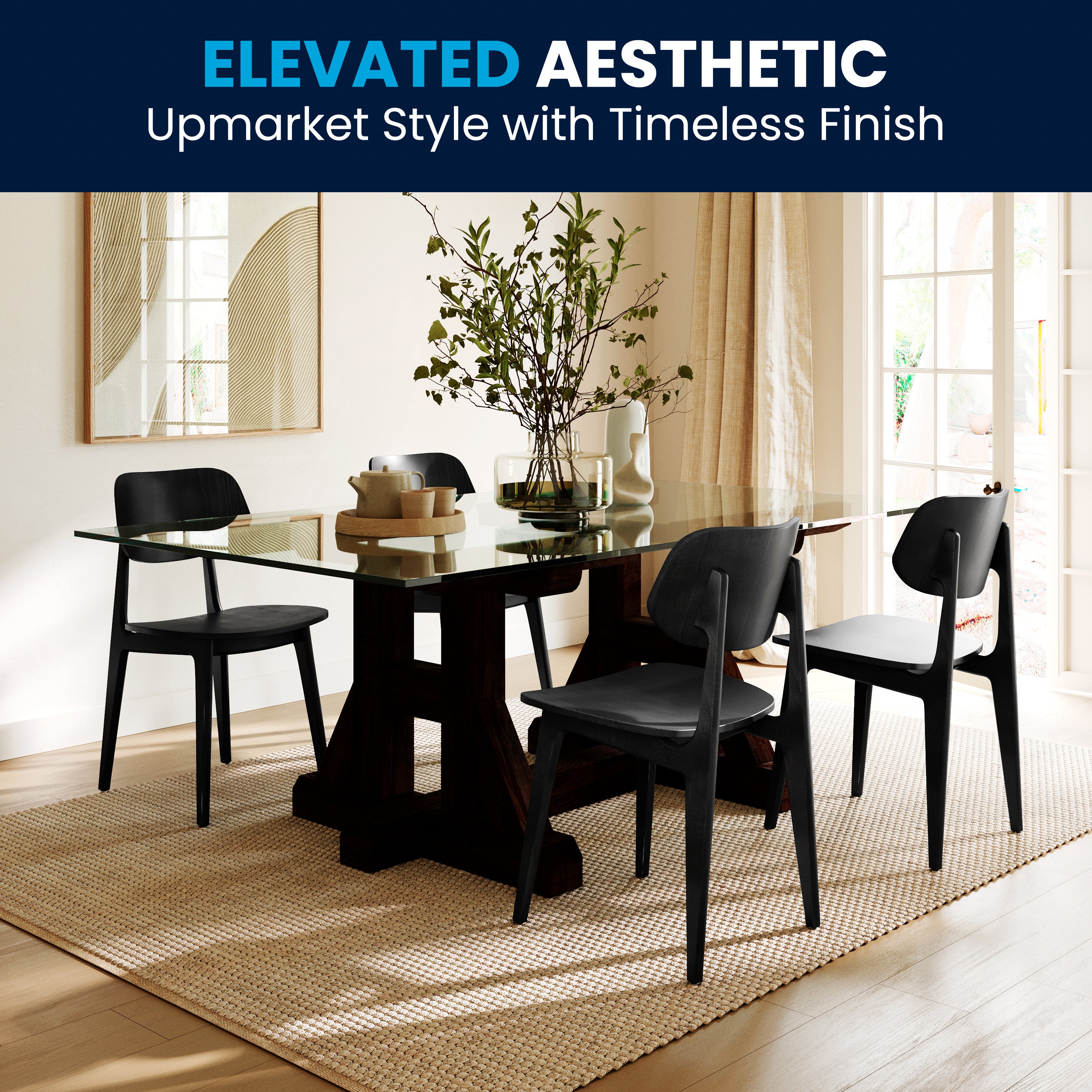 Verona Commercial Grade Solid Wood Dining Chair with Curved Oval Backrest in Black