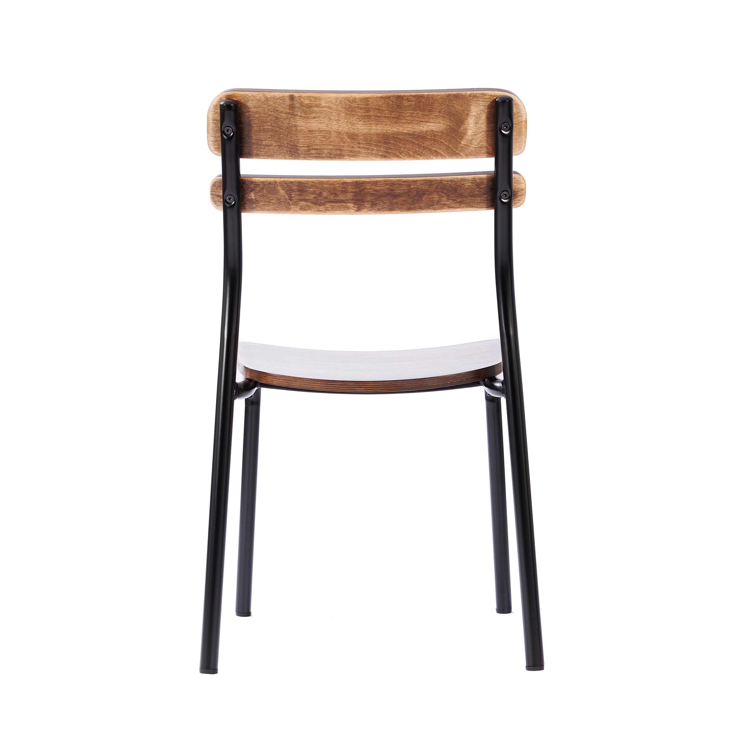 Cyprus Commercial Grade Solid Wood Dining Chair with Black Metal Frame and Antique Copper Finish