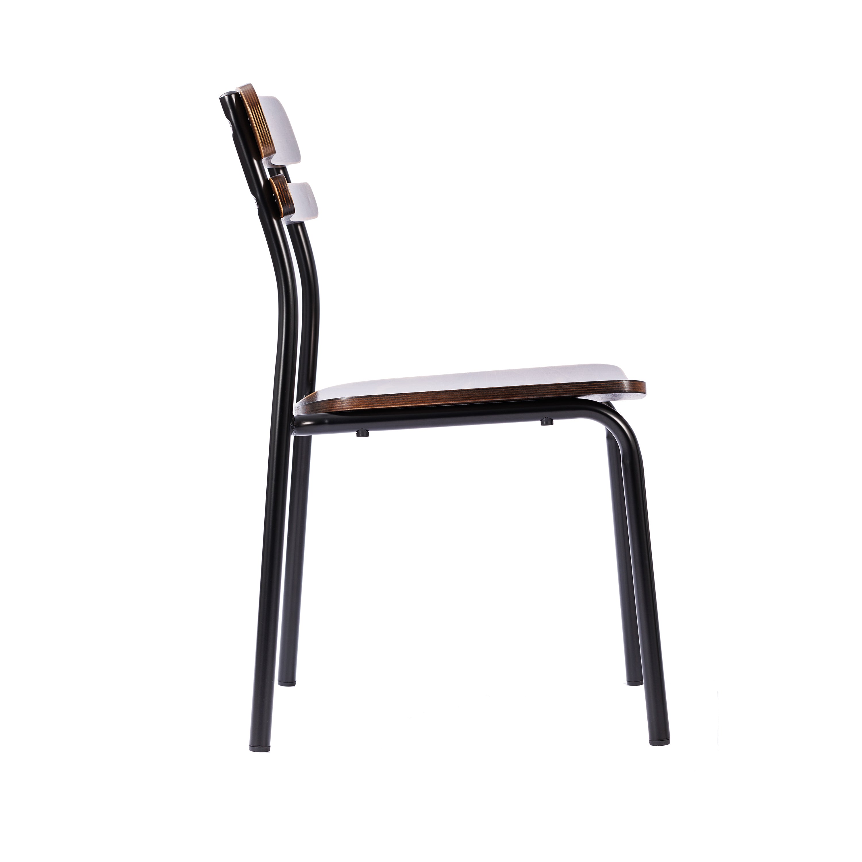 Cyprus Commercial Grade Solid Wood Dining Chair with Black Metal Frame and Antique Copper Finish