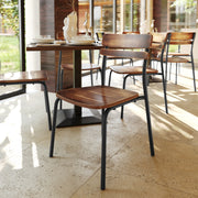 Cyprus Commercial Grade Solid Wood Dining Chair with Black Metal Frame and Antique Copper Finish
