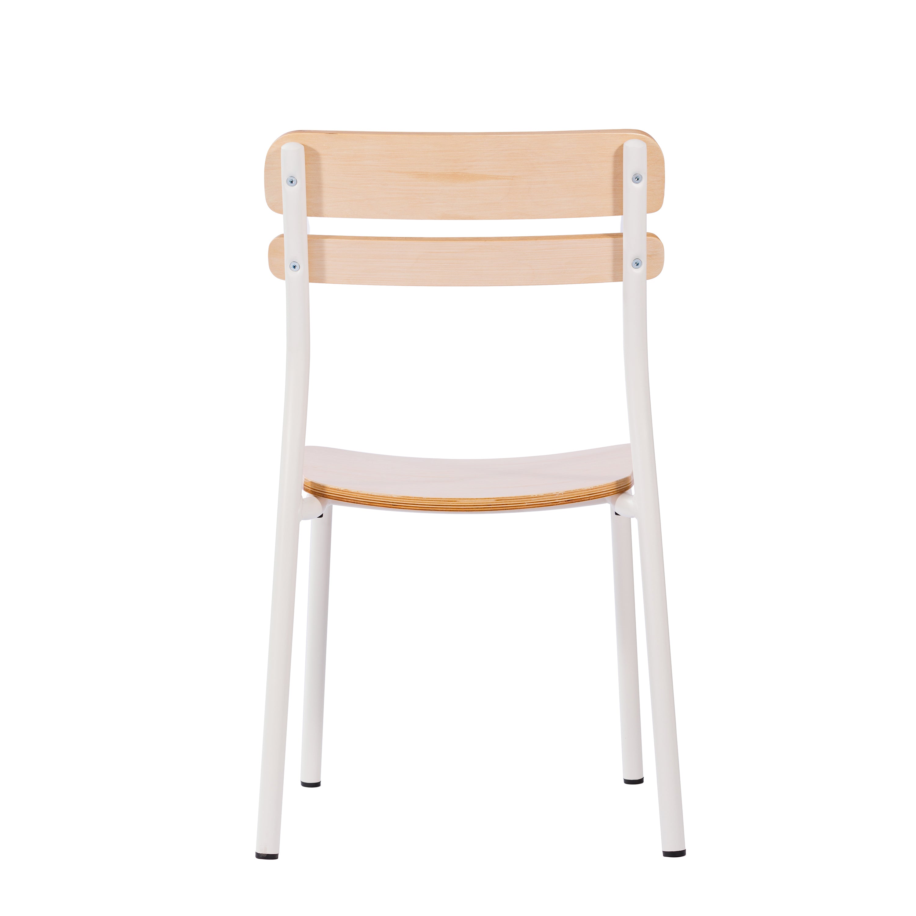 Cyprus Commercial Grade Solid Wood Dining Chair with White Metal Frame and Antique White Finish