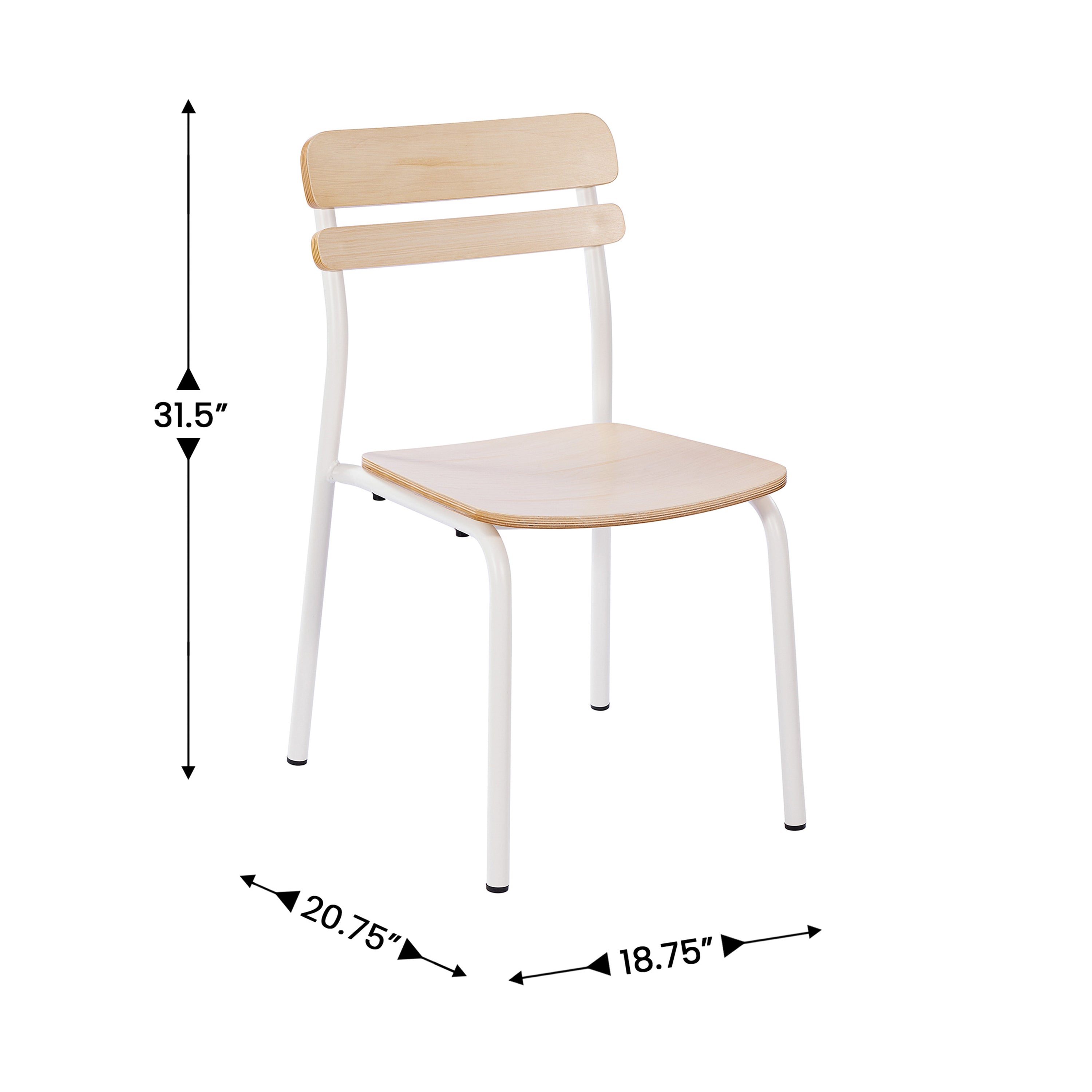 Cyprus Commercial Grade Solid Wood Dining Chair with White Metal Frame and Antique White Finish