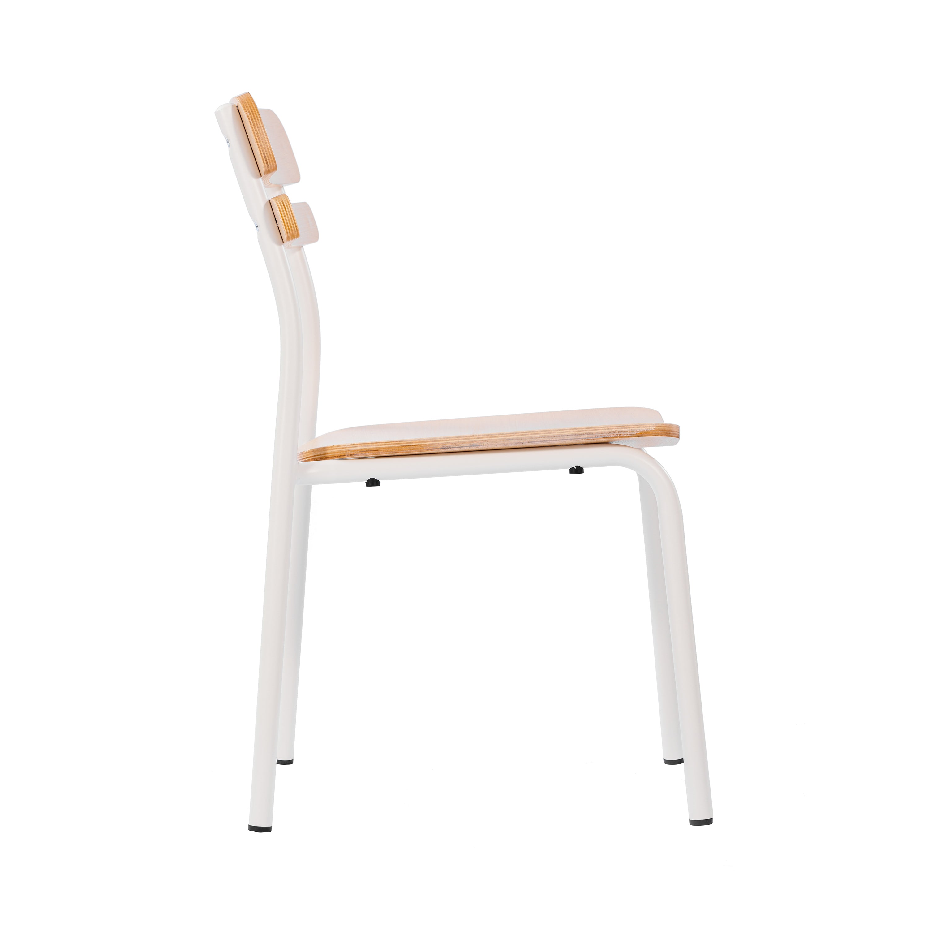 Cyprus Commercial Grade Solid Wood Dining Chair with White Metal Frame and Antique White Finish