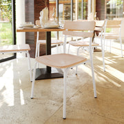 Cyprus Commercial Grade Solid Wood Dining Chair with White Metal Frame and Antique White Finish