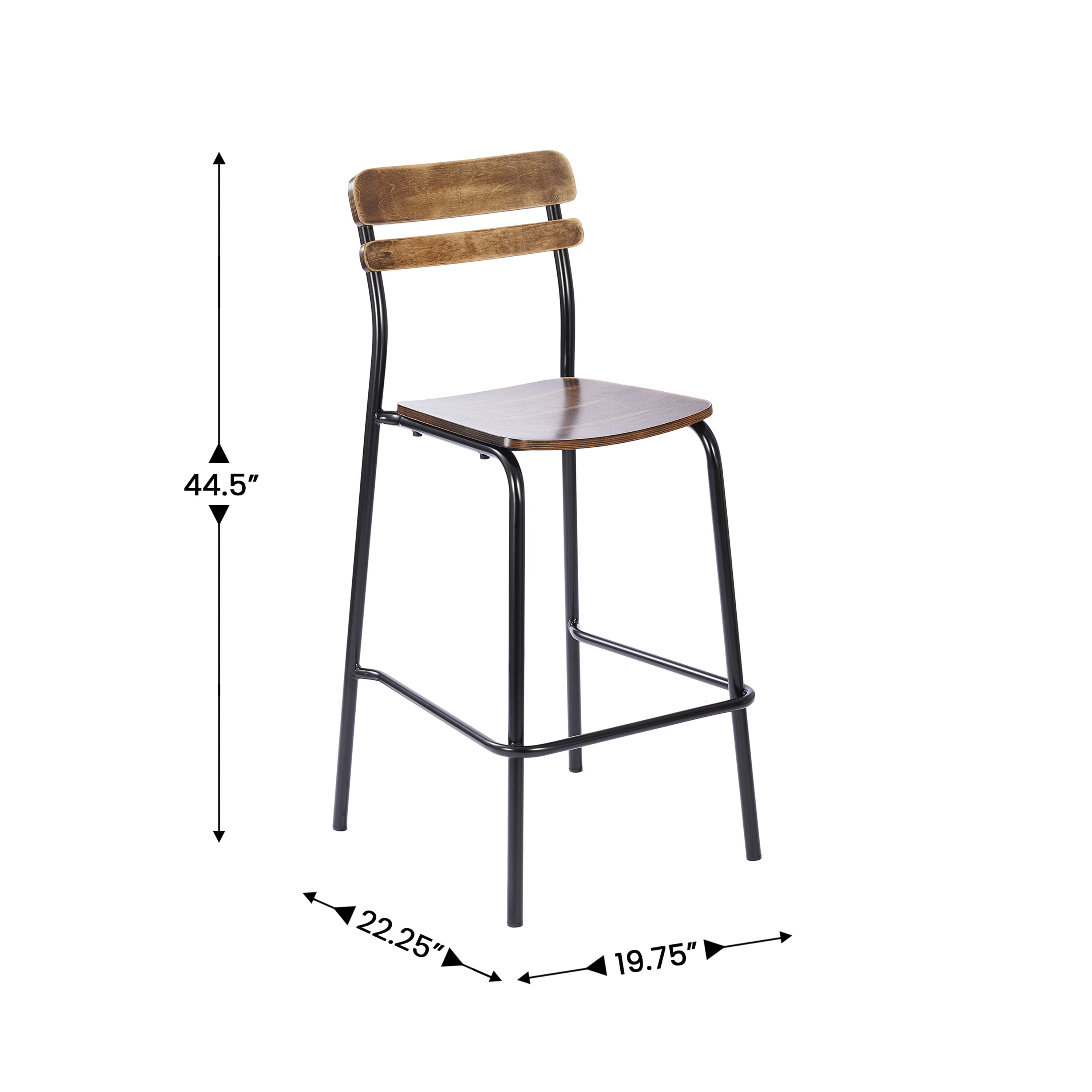 Cyprus Commercial Grade Solid Wood Bar Stool with Black Metal Frame and Antique Copper Finish