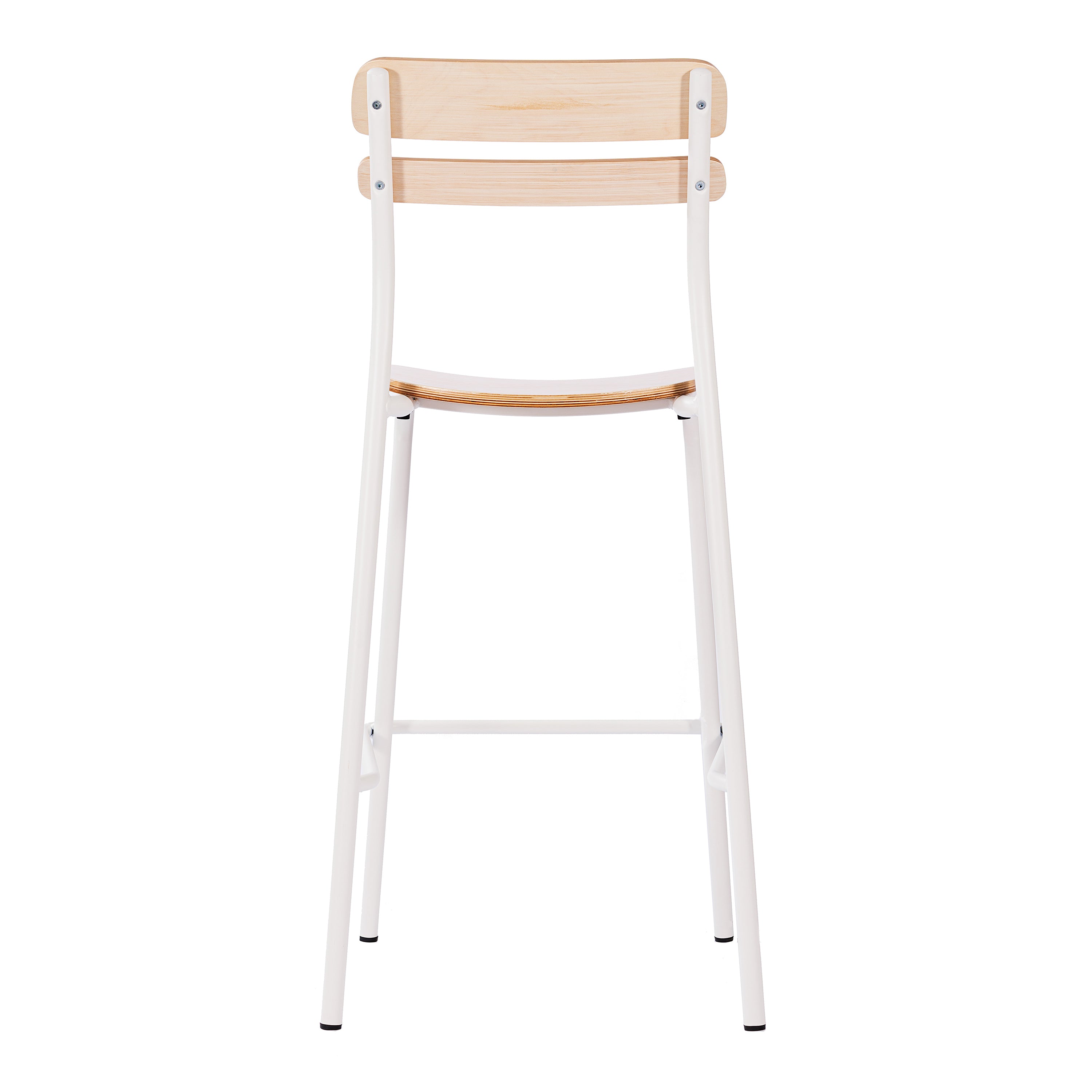 Cyprus Commercial Grade Solid Wood Bar Stool with White Metal Frame and Antique White Finish