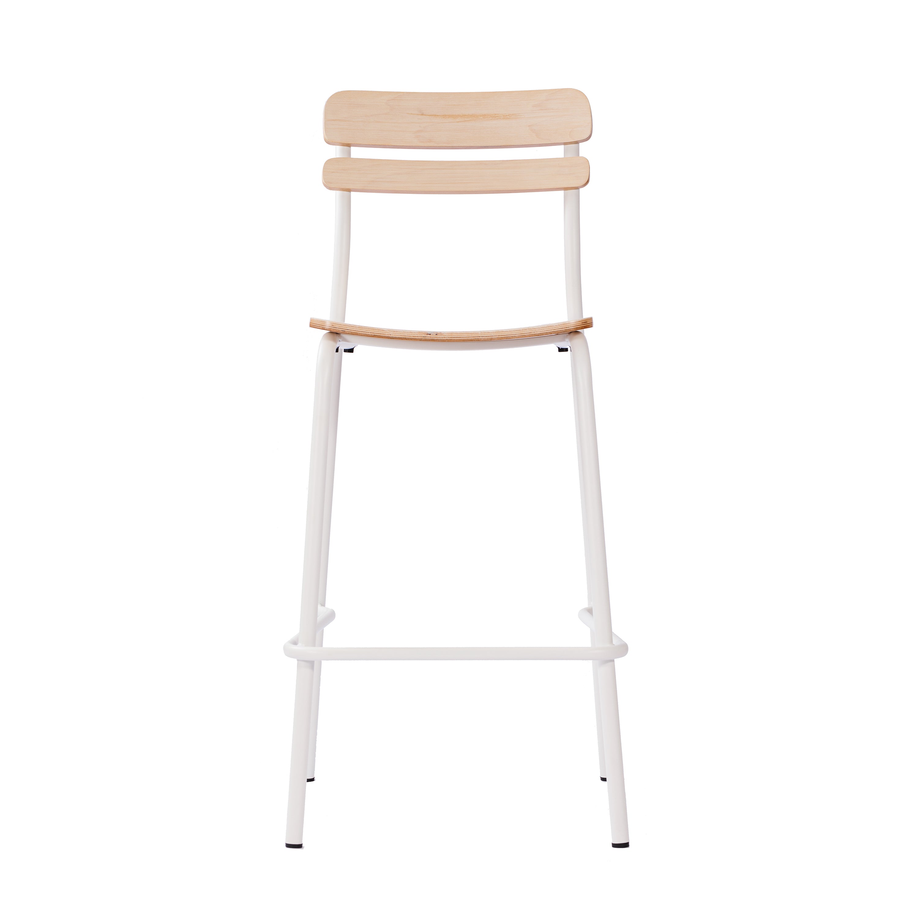 Cyprus Commercial Grade Solid Wood Bar Stool with White Metal Frame and Antique White Finish
