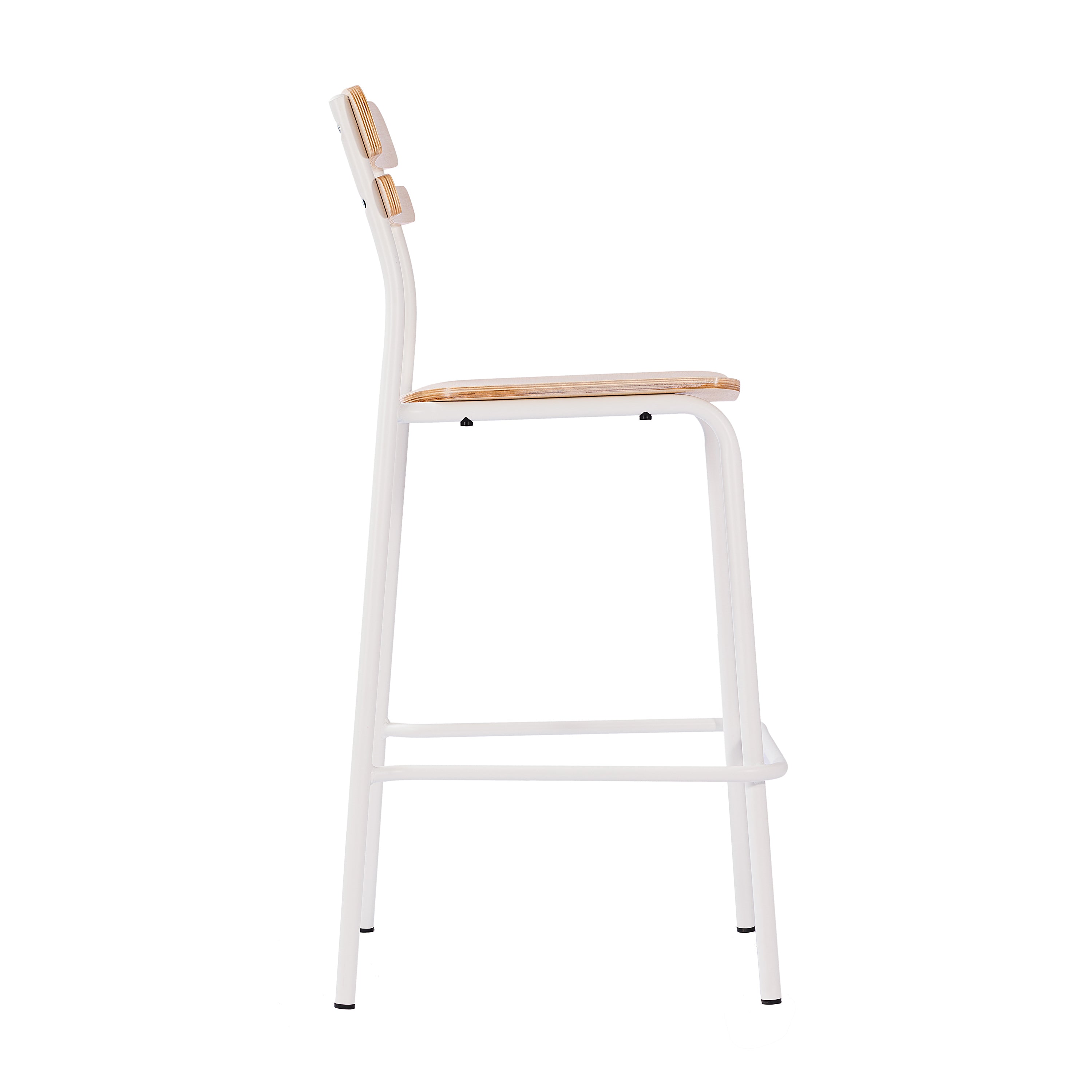 Cyprus Commercial Grade Solid Wood Bar Stool with White Metal Frame and Antique White Finish